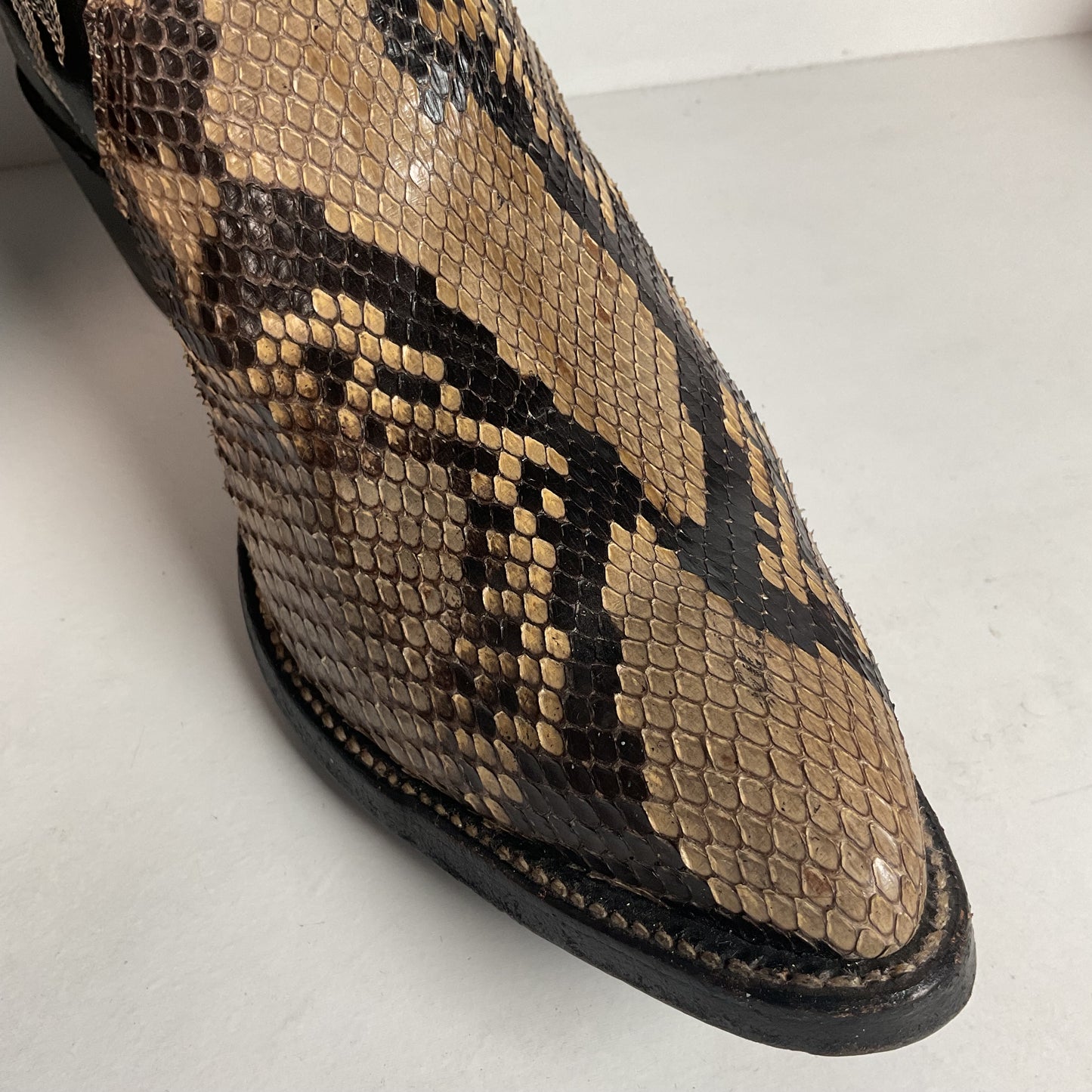 Justin Front Cut Python Snakeskin Cowboy Boots 8.5 D Triad USA Made