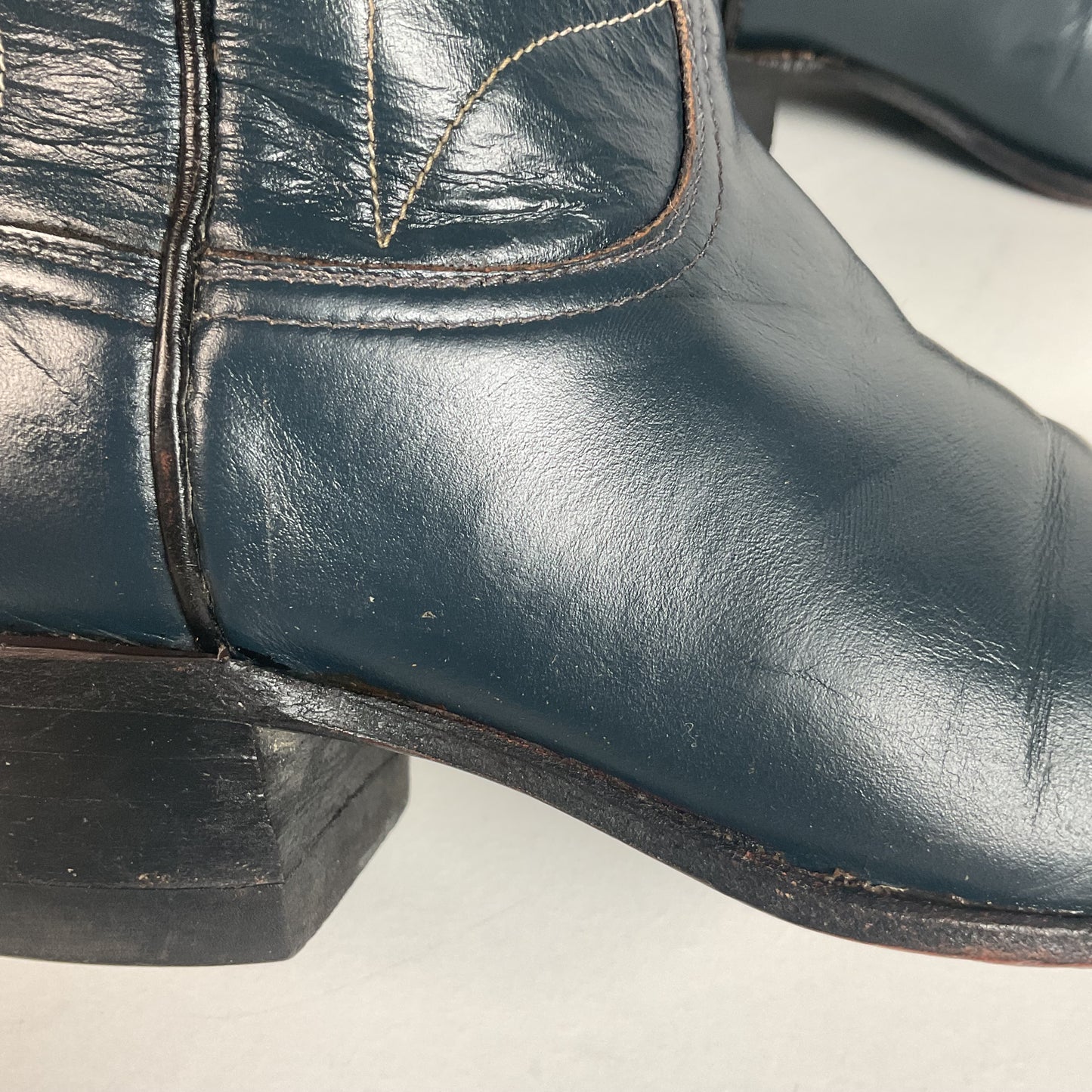 Vintage Tony Lama Navy Blue Cowgirl Boots 6 A Lizard Wingtip