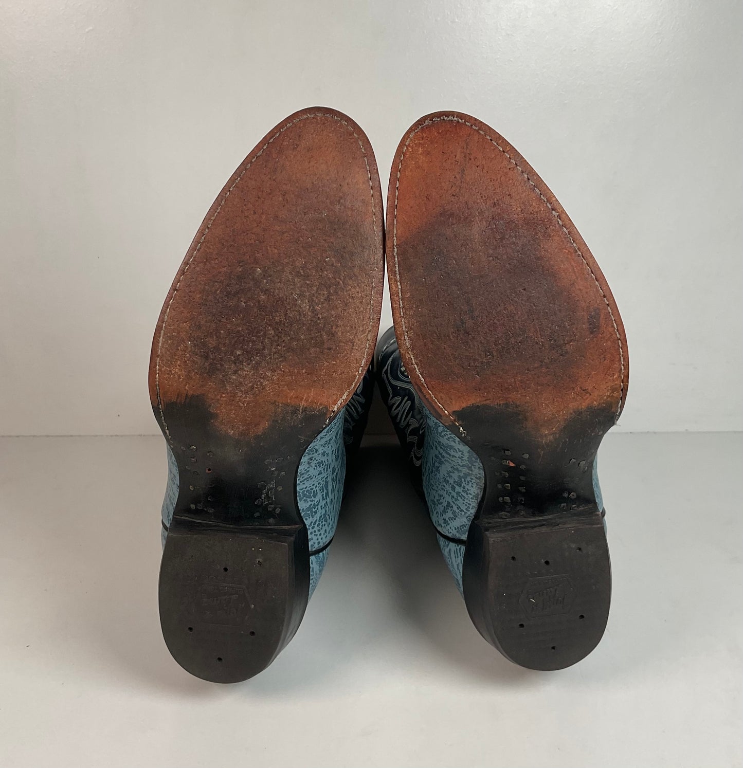 Vintage Tony Lama Blue Antelope Cowboy Boots 10.5 D Exotic Gold Label