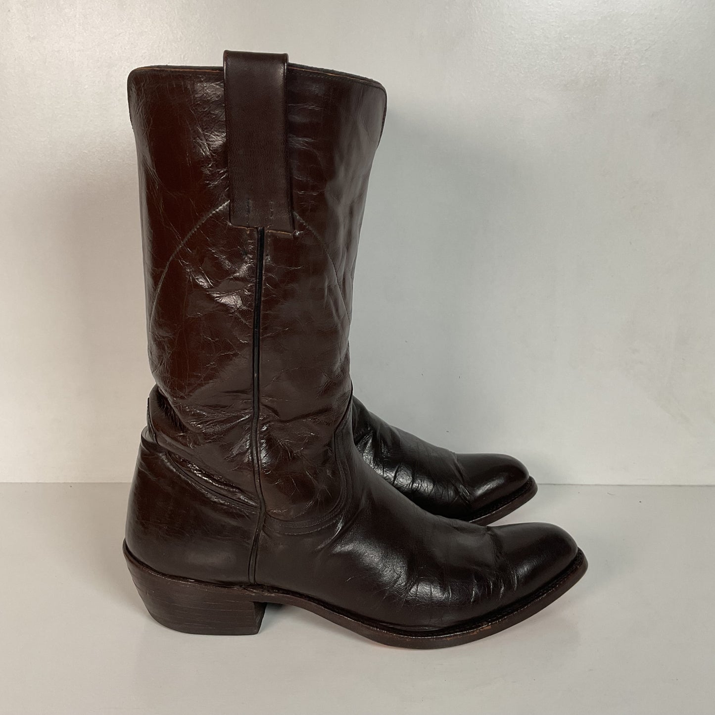 Vintage 1950s Frye Authentic Cowboy Boots 8.5 D Dark Brown Calfskin