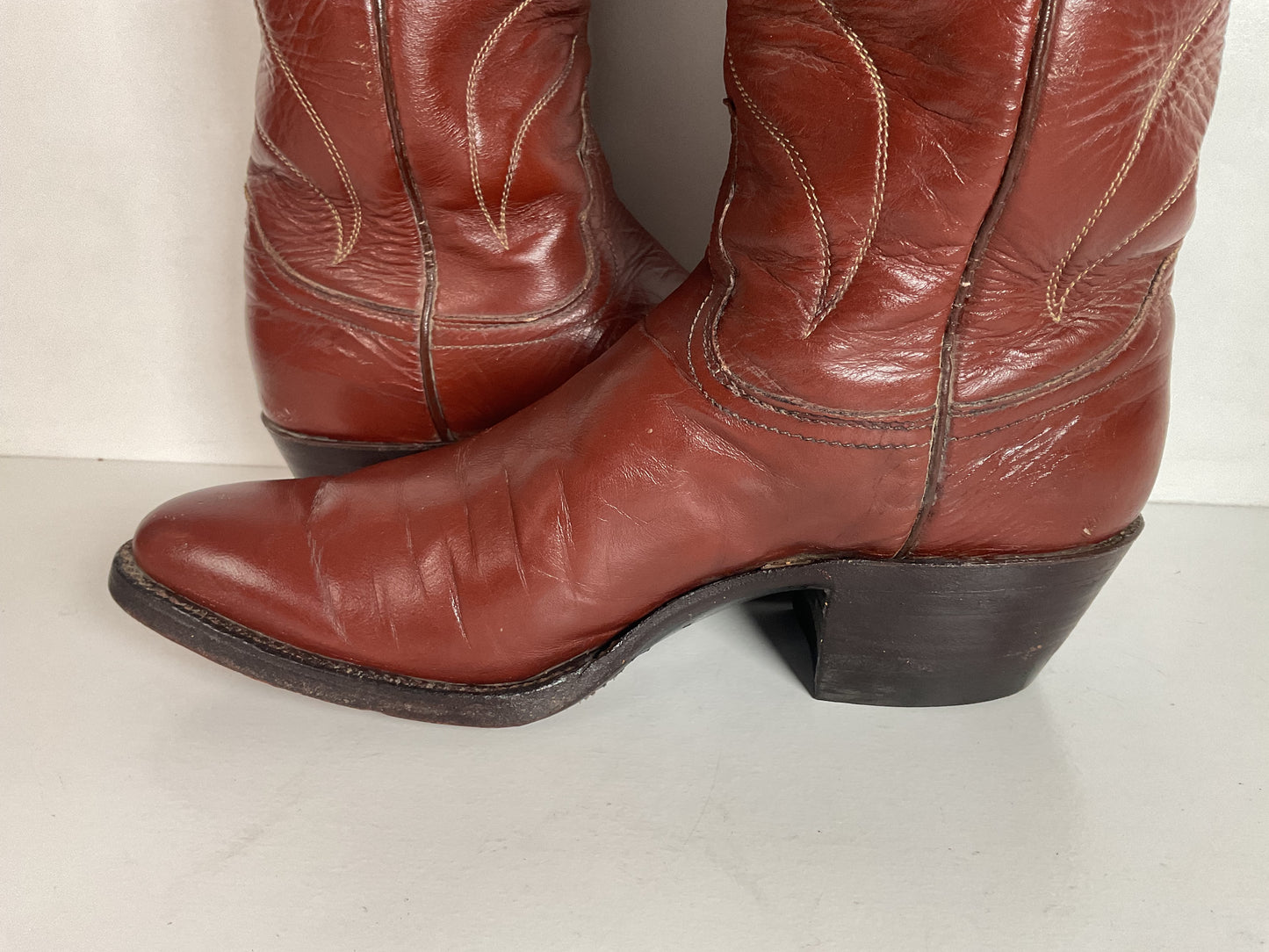 Vintage Justin 18” Butterfly Cowgirl Boots 5.5 C Snakeskin Inlay 70s