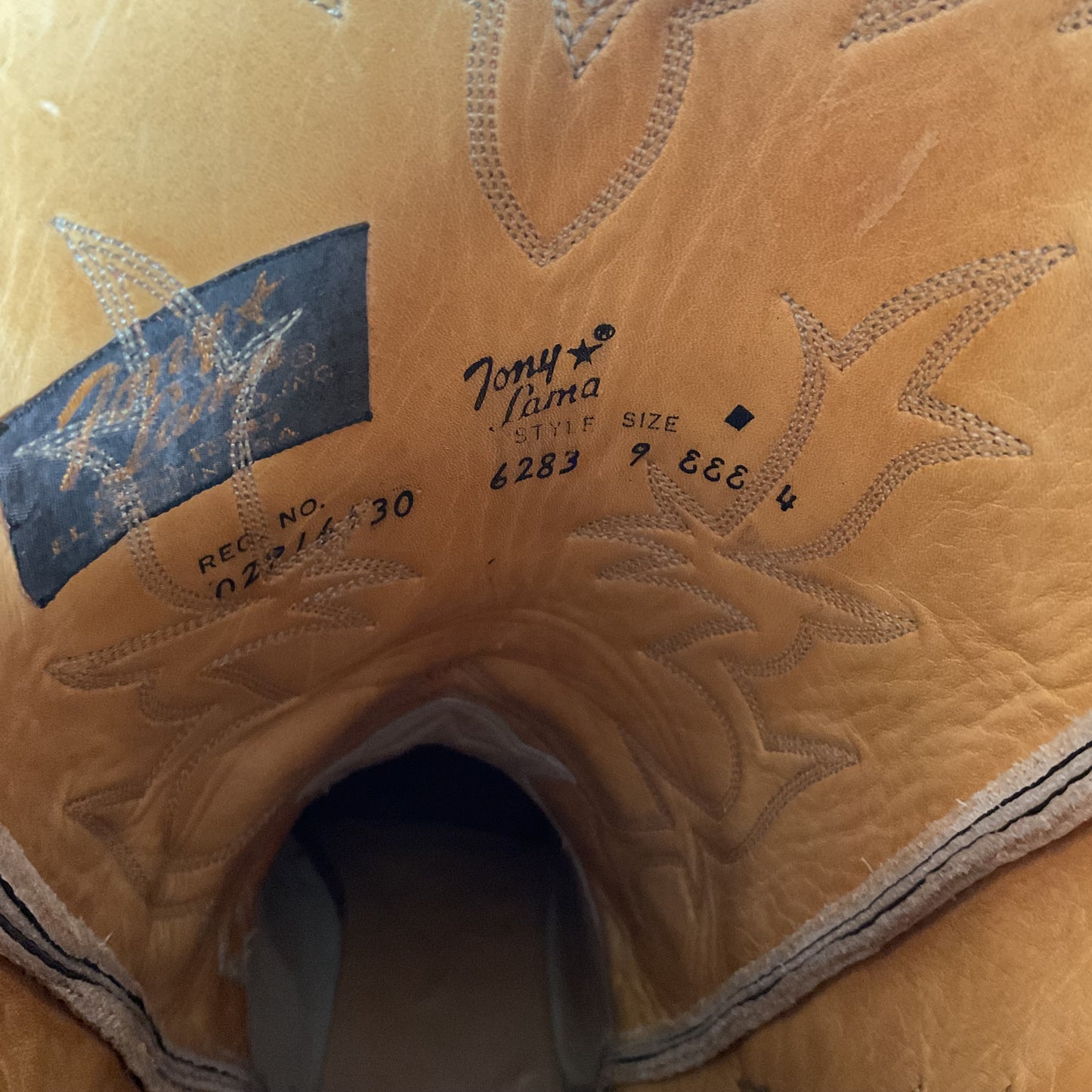 Vintage Tony Lama Exotic Caribou Cowboy Boots 9 EEE Gold Label