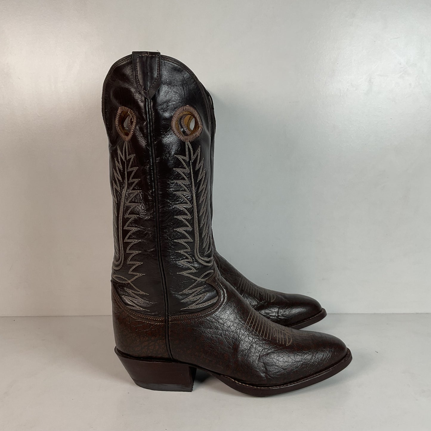 Vintage Tony Lama Caribou Cowboy Boots 8.5 EE Gold Label Exotic Buckaroo