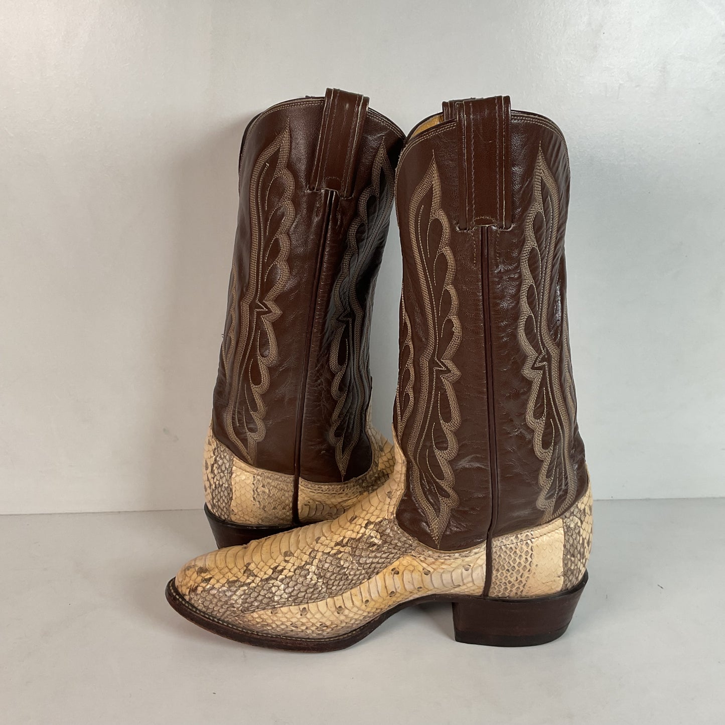 Vintage Tony Lama Water Snake Cowboy Boots 9 D Gold Label Snakeskin