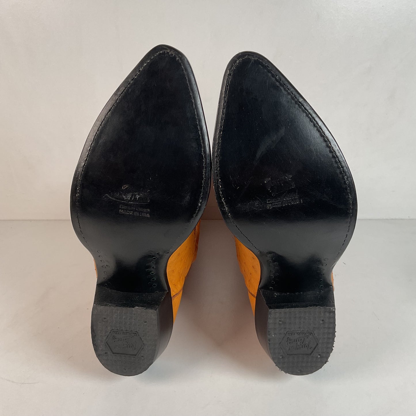 Tony Lama Butterscotch Ostrich Cowboy Boots 8 EE Exotic USA Made