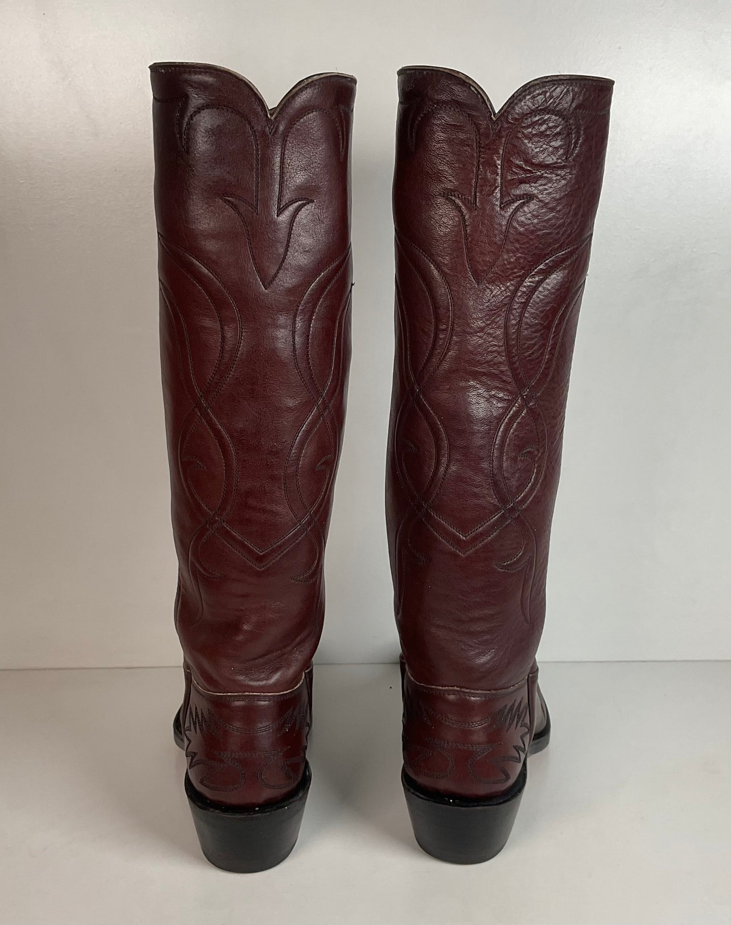 Vintage Stewart Boot Company Tall Cowgirl Boots 10 Narrow Romero Cloth Pulls