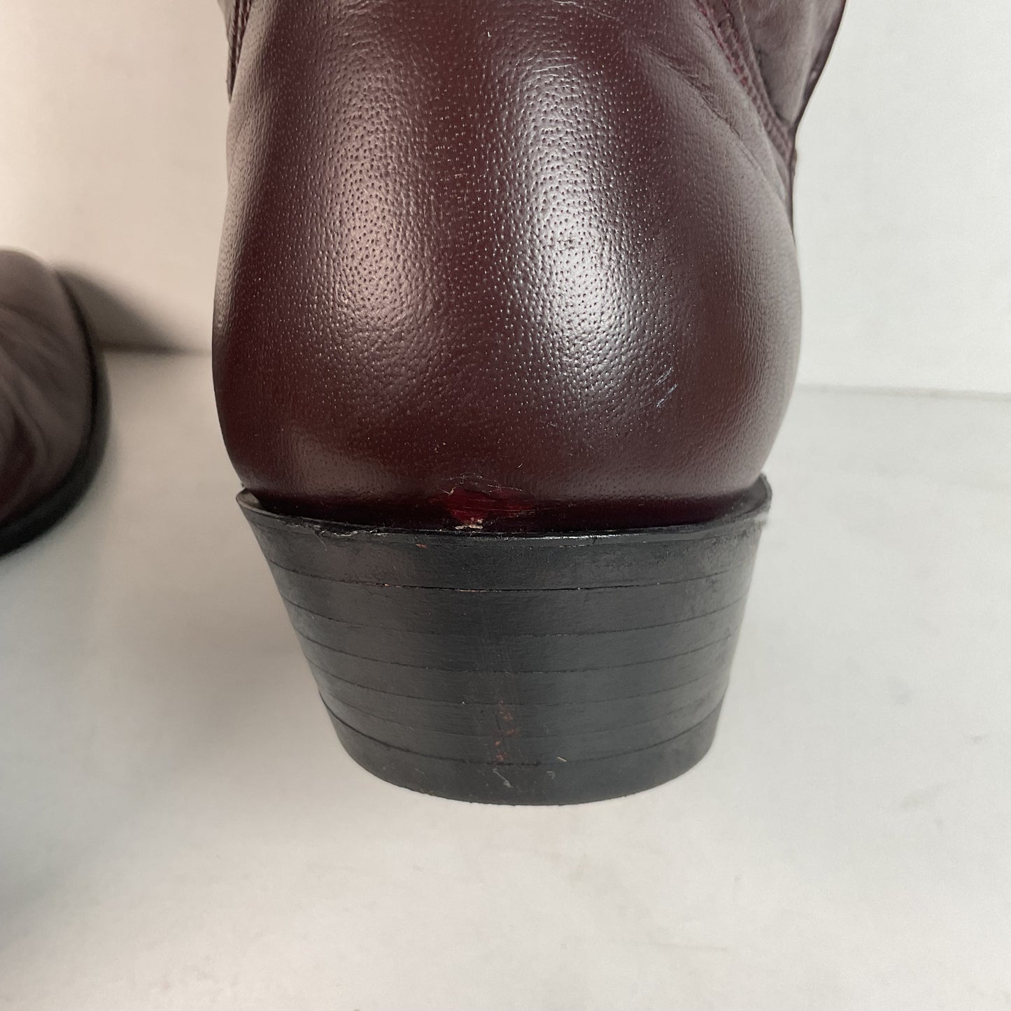 Vintage Nocona Burgundy Boar Cowboy Boots 10.5 D USA Made Wild Pig Skin