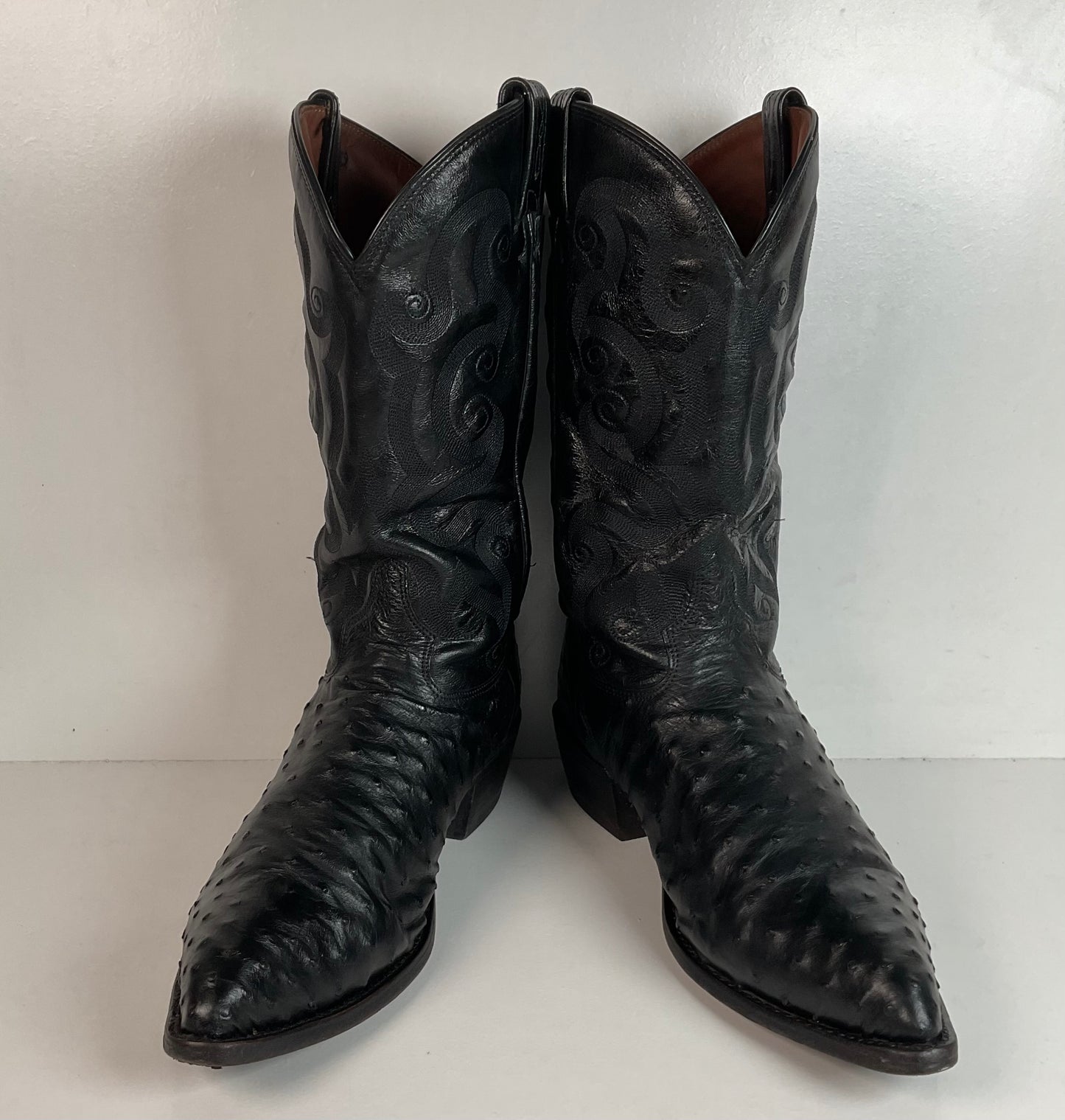Tony Lama Full Ostrich Quill Cowboy Boots 13 D USA Made Exotic