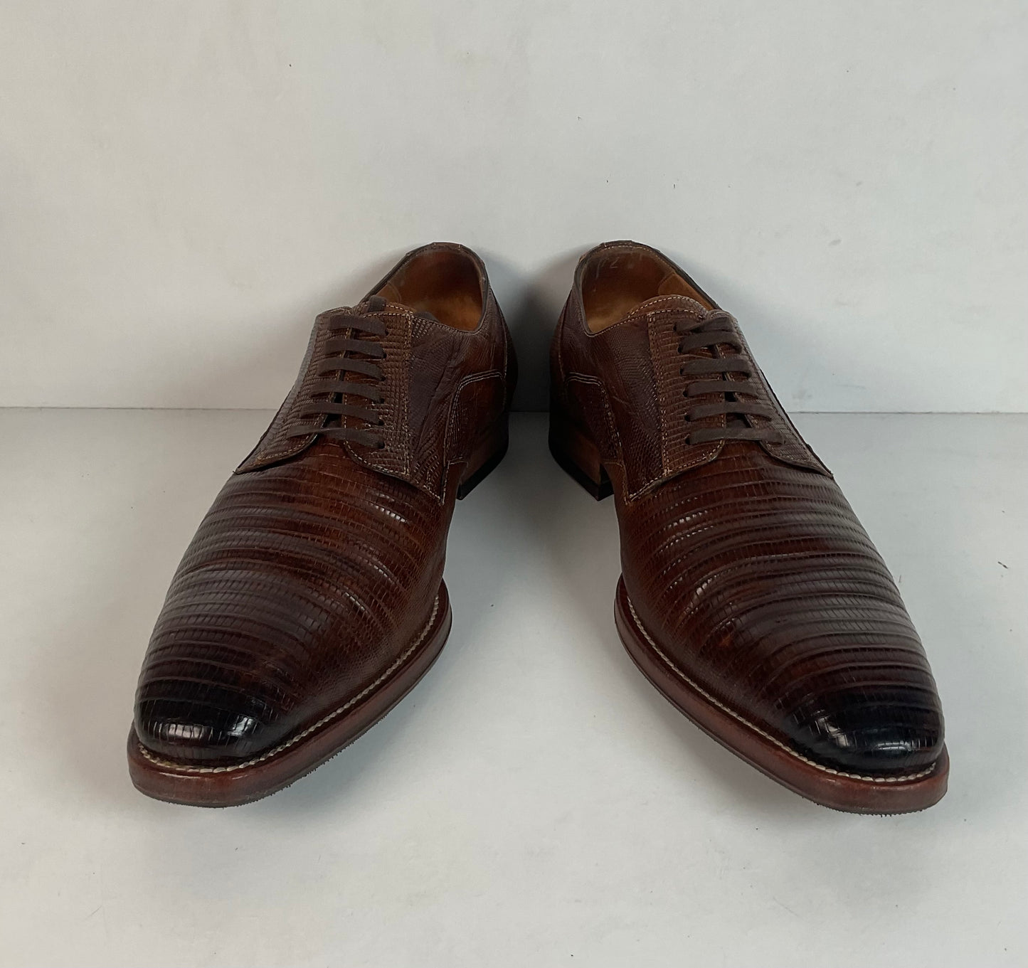 Mezlan Brown Teju Lizard Derby Shoes Brown 9 M Recrafted