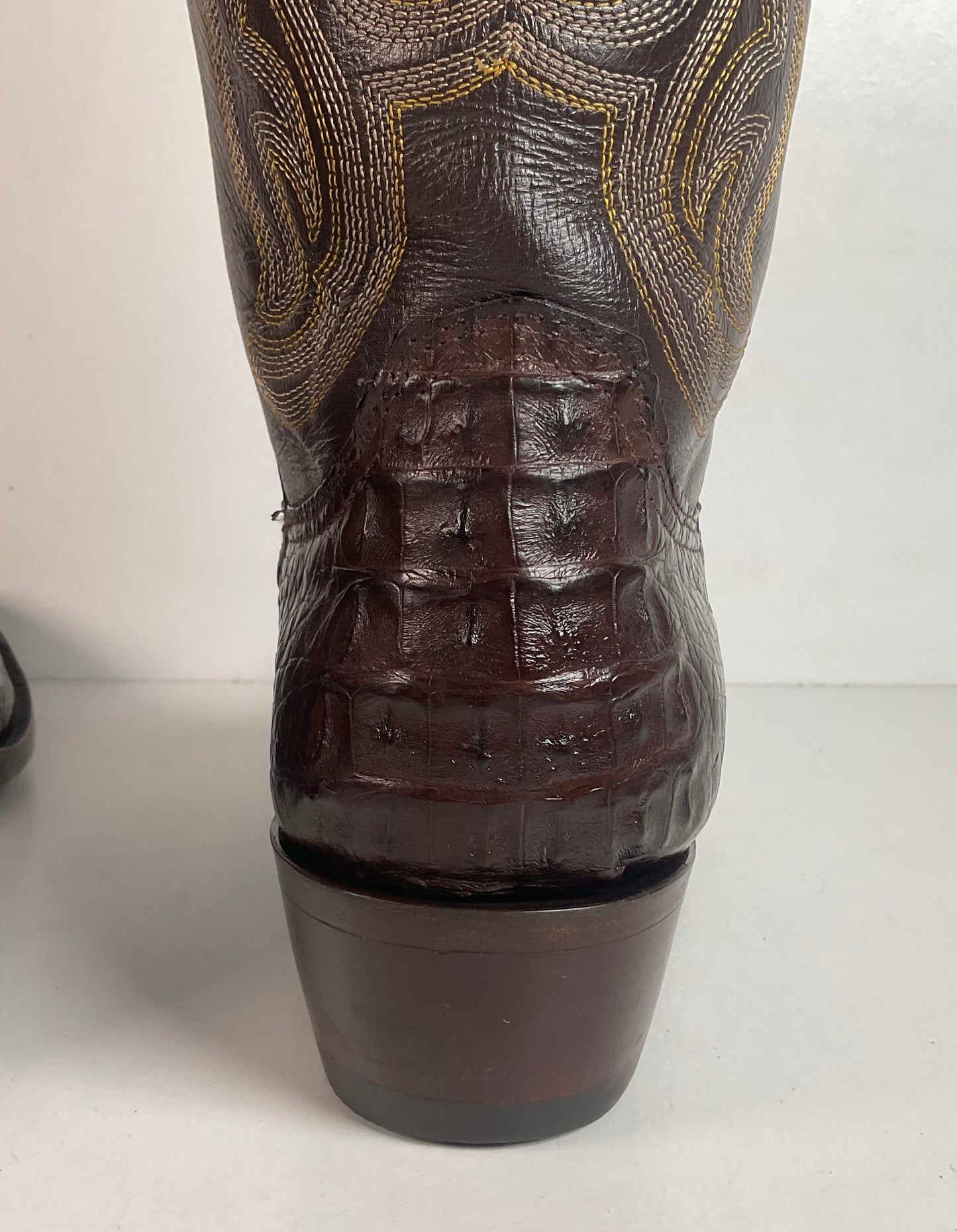 Custom Caiman Crocodile Cowboy Boots Men’s 8.5 Exotic Head Cut