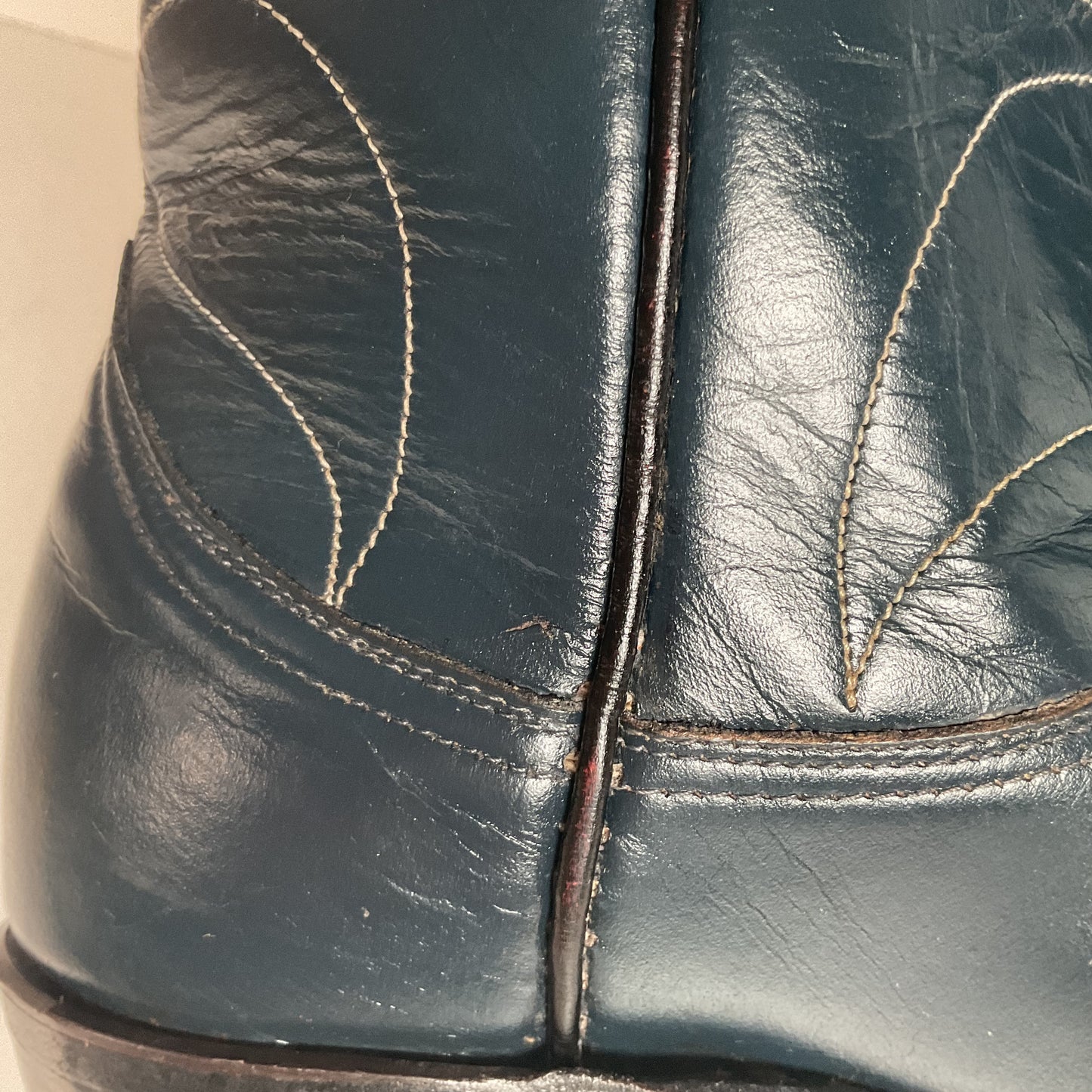 Vintage Tony Lama Navy Blue Cowgirl Boots 6 A Lizard Wingtip