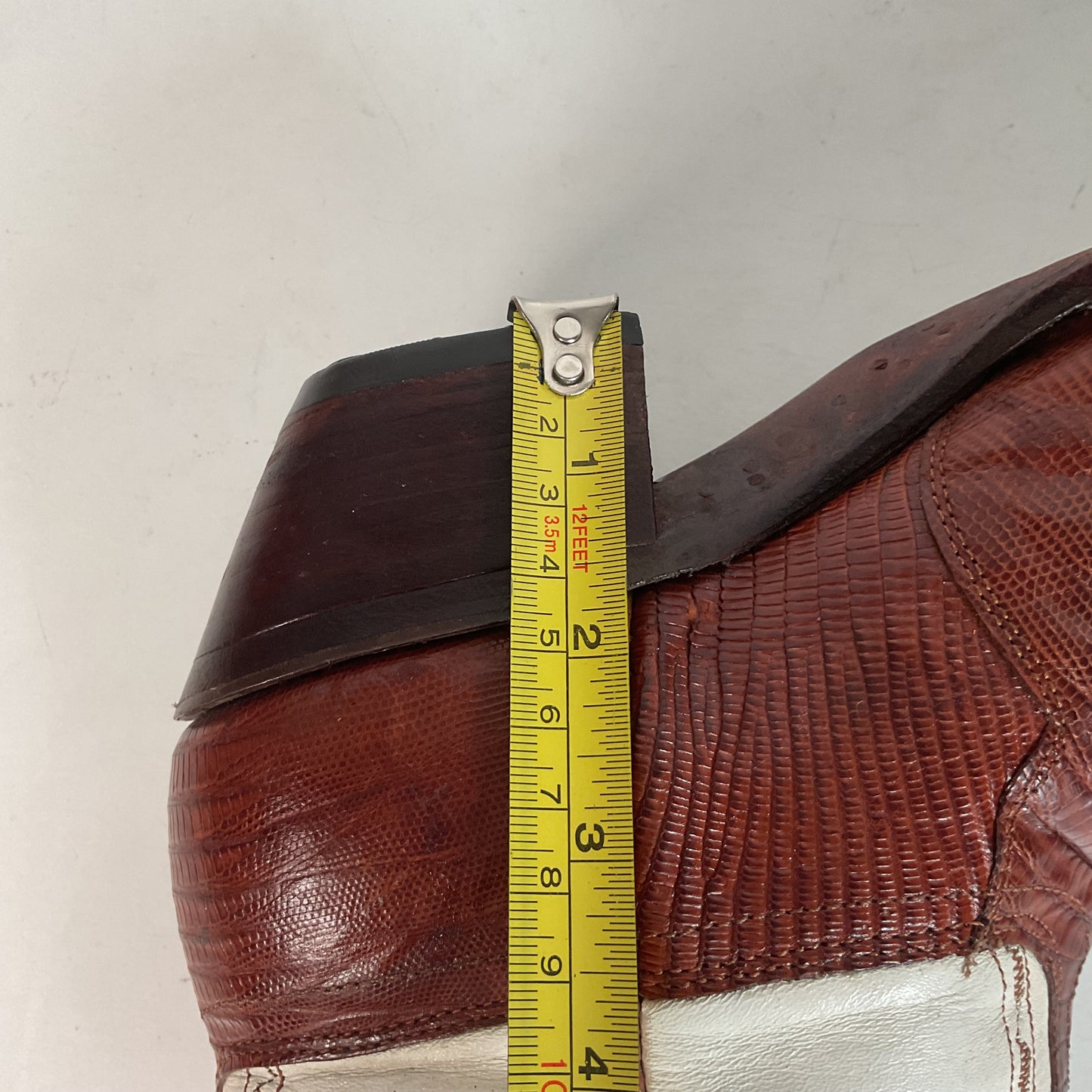 Vintage J Chisholm White Cowgirl Boots 7.5 M Teju Lizard