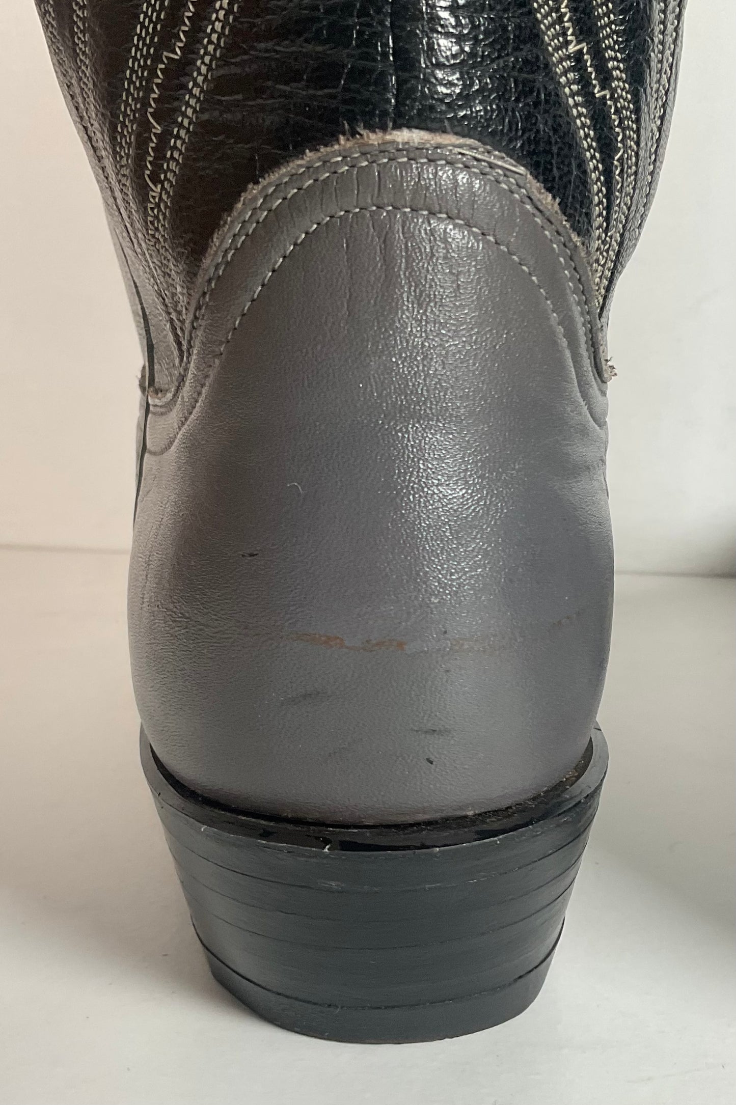 Vintage Tony Lama Charcoal Grey Wingtip Cowboy Boots 9 B Lizard Gold Label