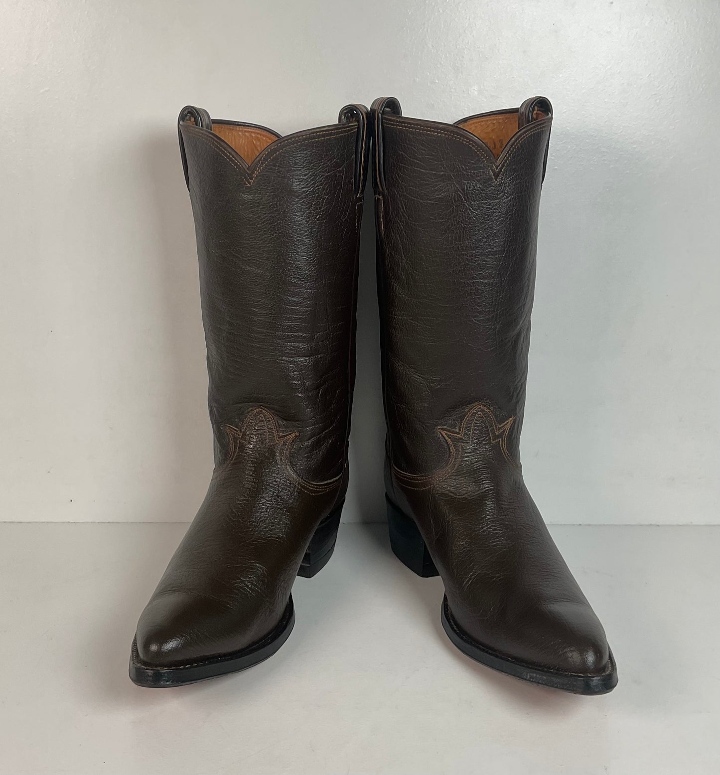 1960s Tony Lama Water Buffalo Cowboy Boots 8.5 D Gold Label Exotic