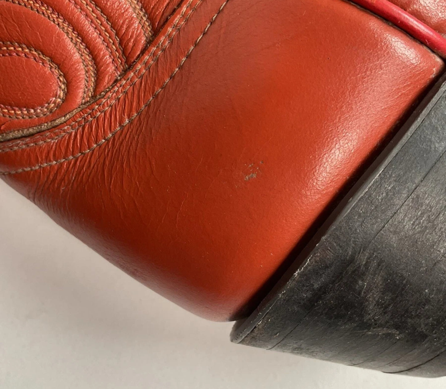 Vintage Tony Lama Burnt Orange Cowgirl Boots 6.5 C Tooled Inlay