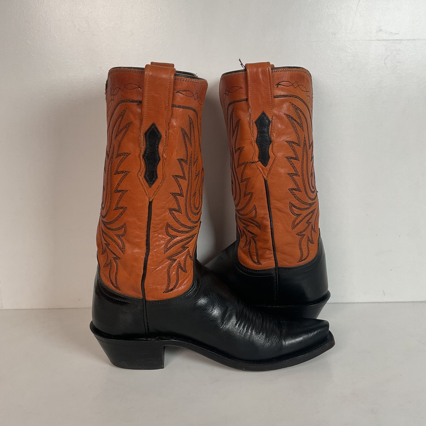 Lucchese 1883 Leather Cowgirl Boots 6.5 B Stitched Rust Brown