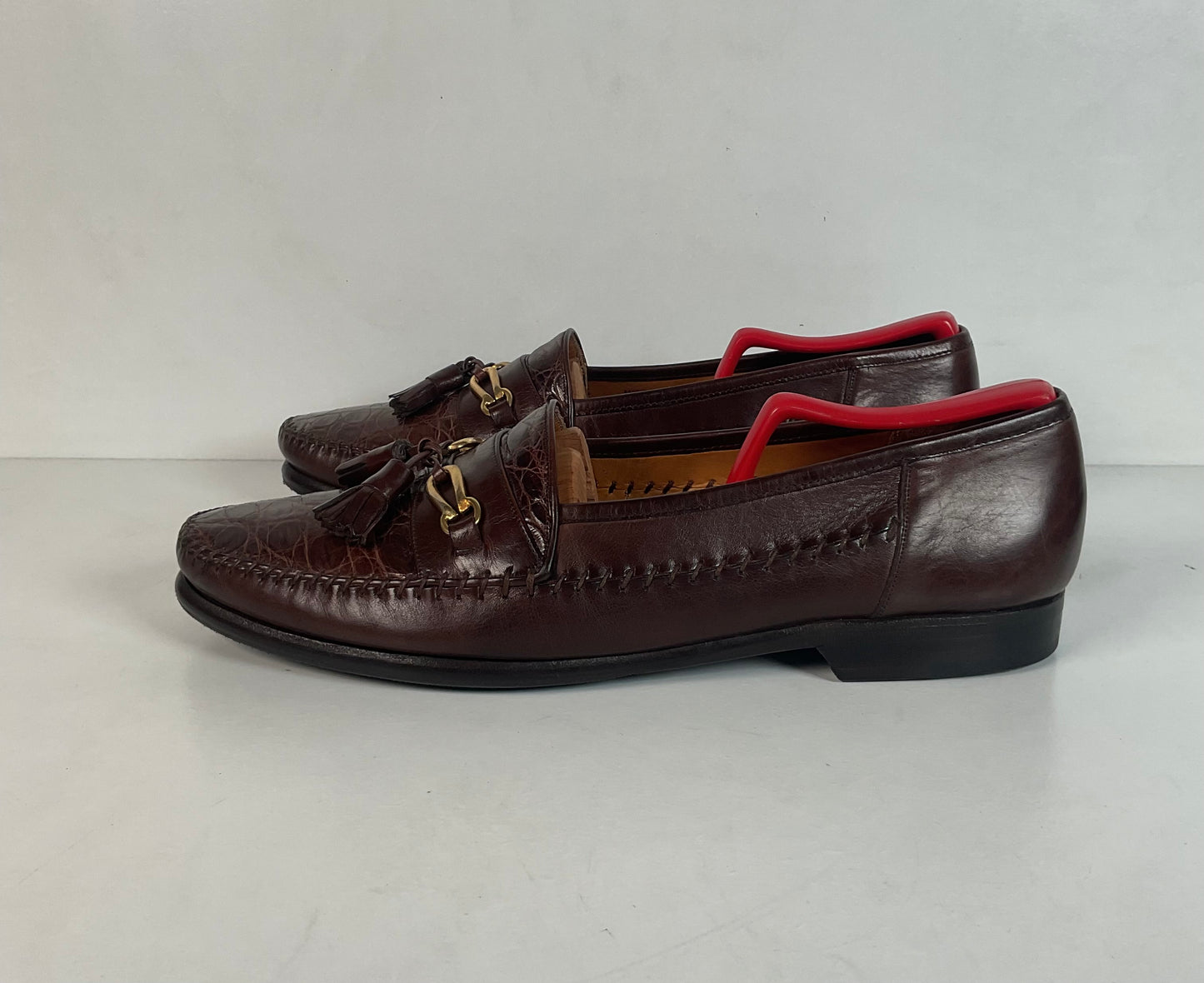 Recrafted Mezlan Crocodile Tassel Loafers 10 M Moc Toe