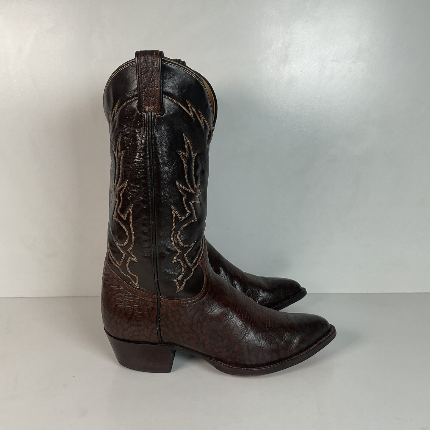 Vintage Tony Lama Exotic Caribou Cowboy Boots 9 EEE Gold Label