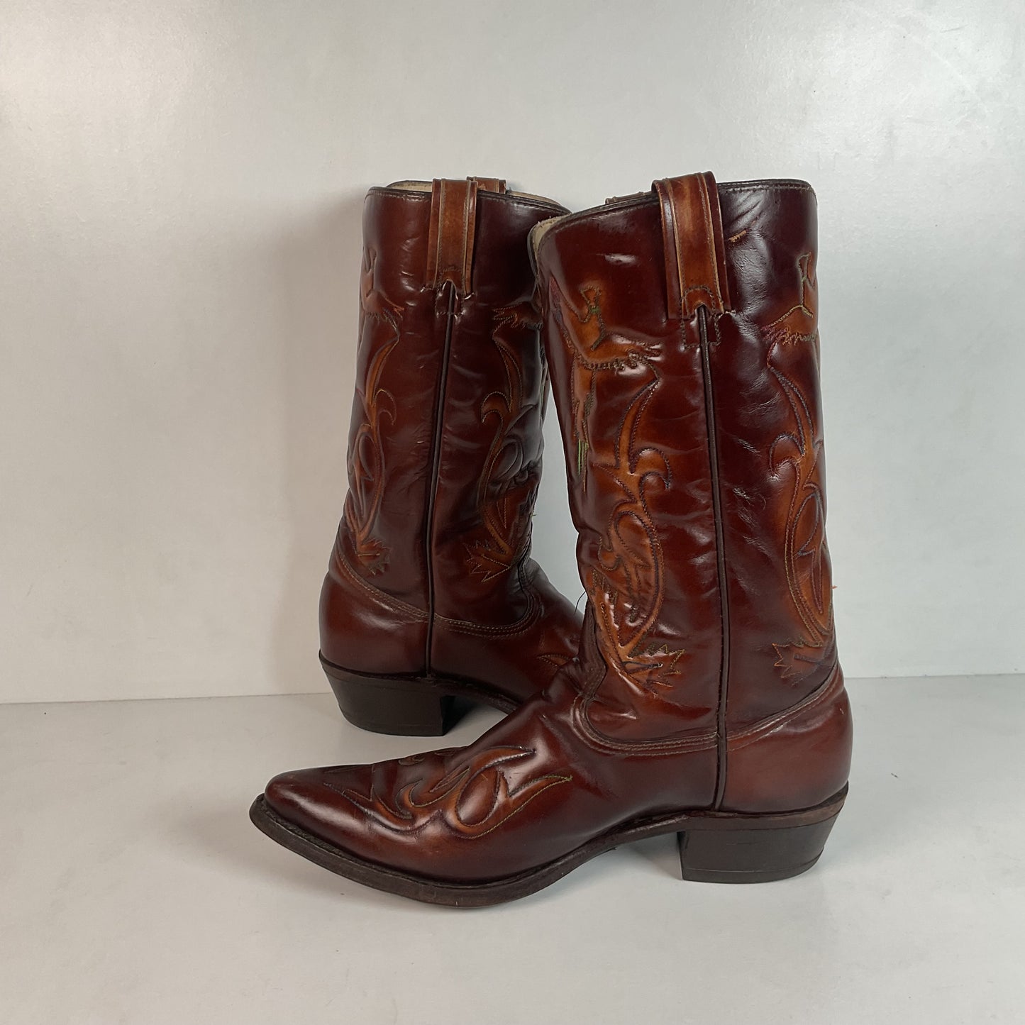 Vintage Texas Brand Thunderbid Cowboy Boots 9.5 D Rising Pheonix USA Made