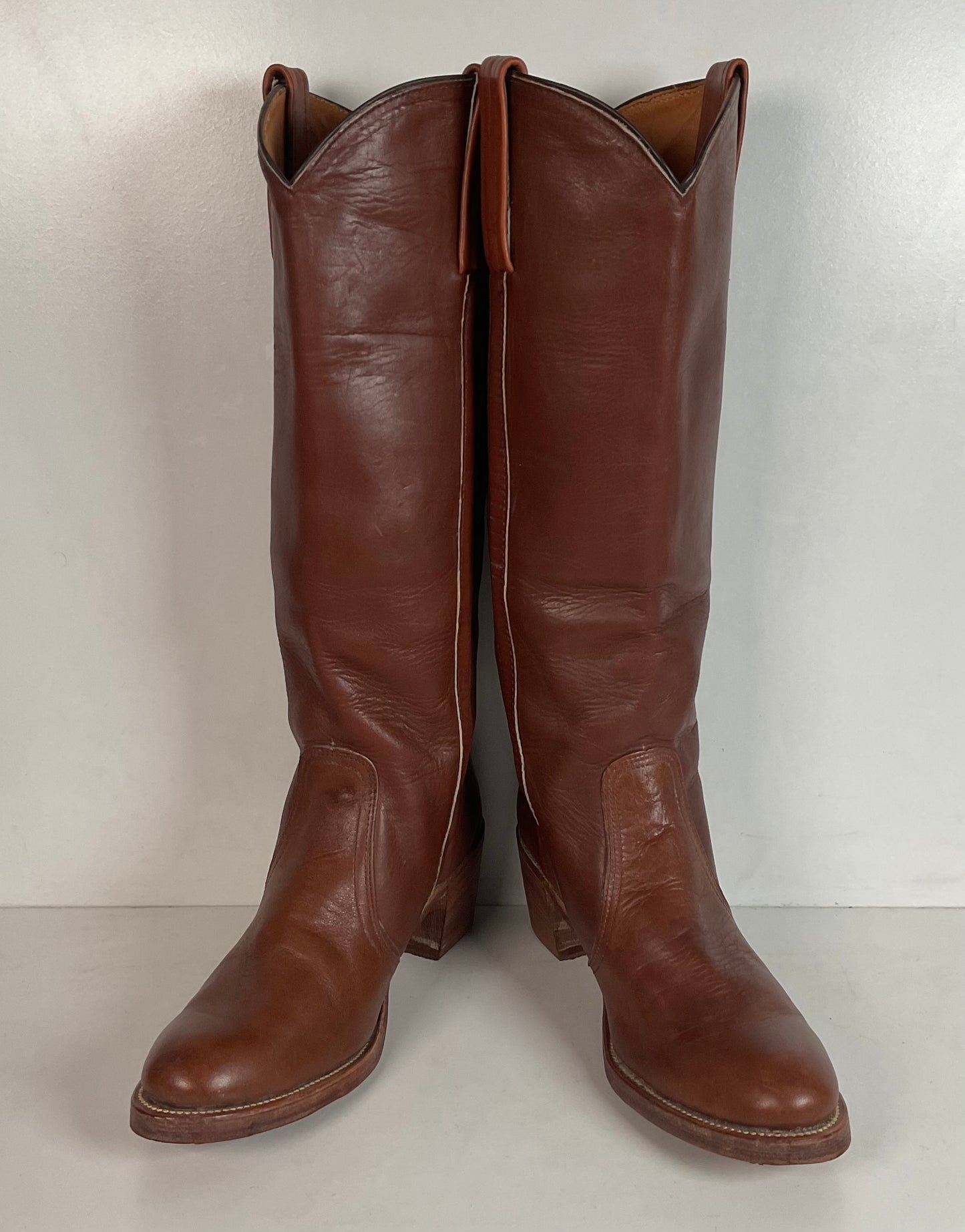 Vintage Frye Sabrina Tall Campus Riding Boots 9 B USA Made Chunky