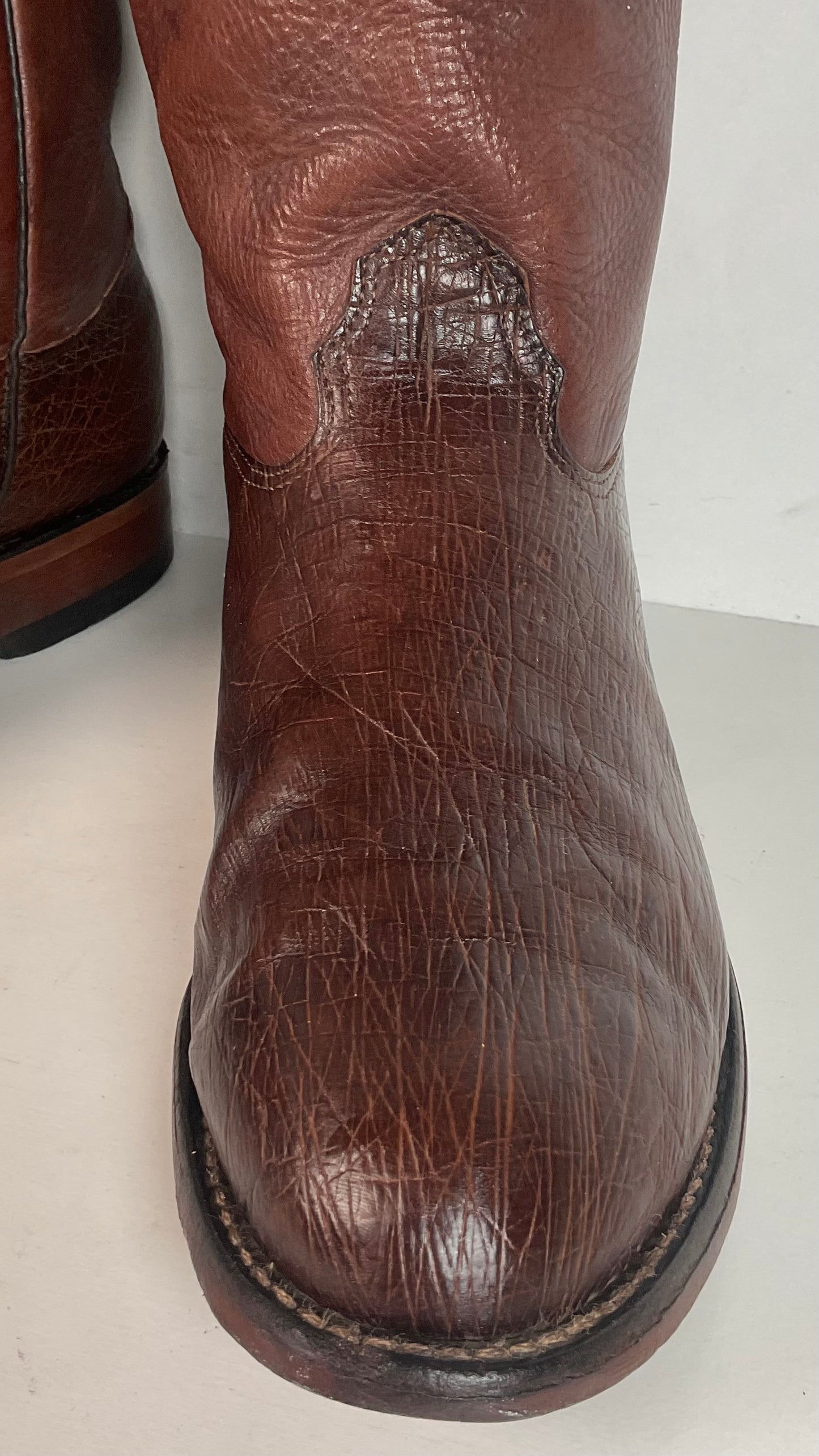 Vintage Larry Mahan Smooth Ostrich Roper Boots 12 D Exotic