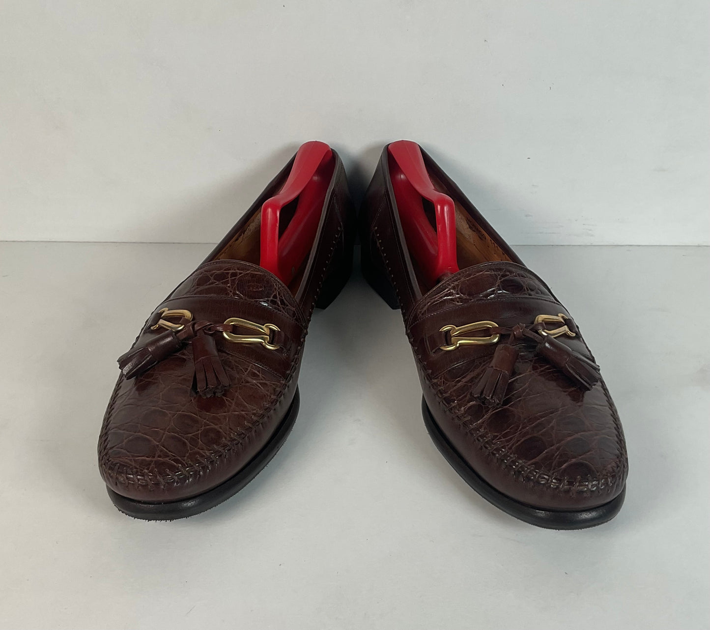 Recrafted Mezlan Crocodile Tassel Loafers 10 M Moc Toe