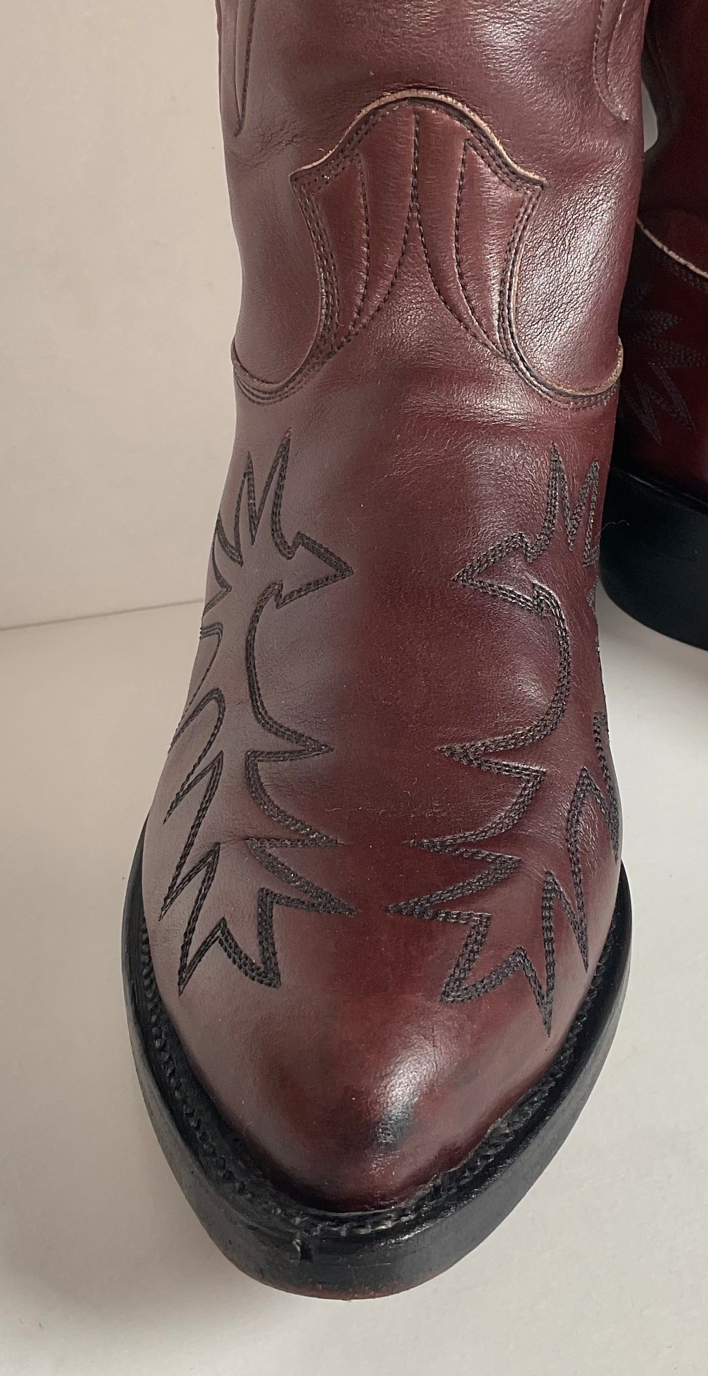 Vintage Stewart Boot Company Tall Cowgirl Boots 10 Narrow Romero Cloth Pulls