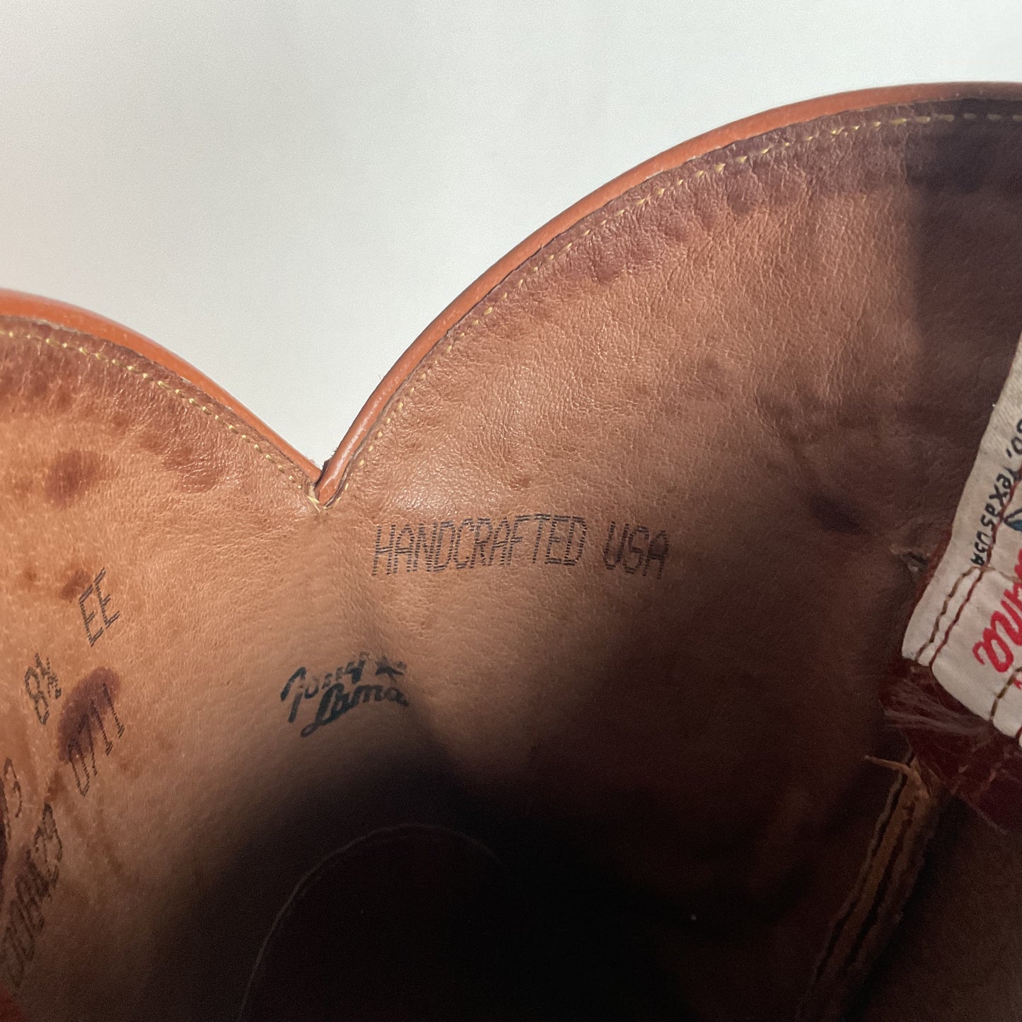 Tony Lama Bonham Cognac Smooth Ostrich 8.5 EE USA Made Distressed
