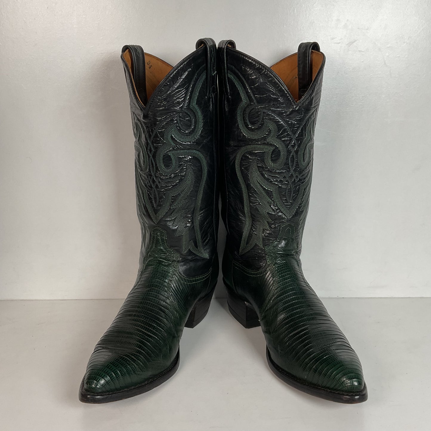 Tony Lama Emerald Green Teju Lizard Cowboy Boots Men’s 8 EE | Women’s 9 USA Made