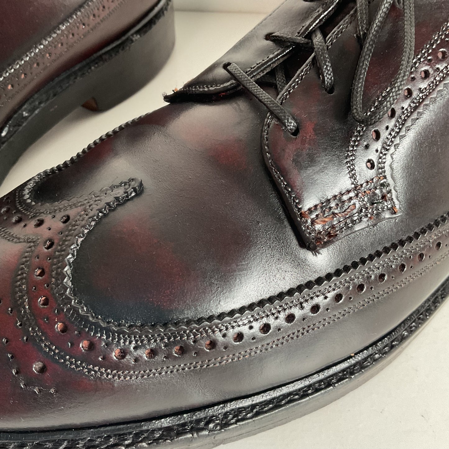 Early Florsheim Imperial Kenmoor Derby Shoes 10 C Shell Cordovan