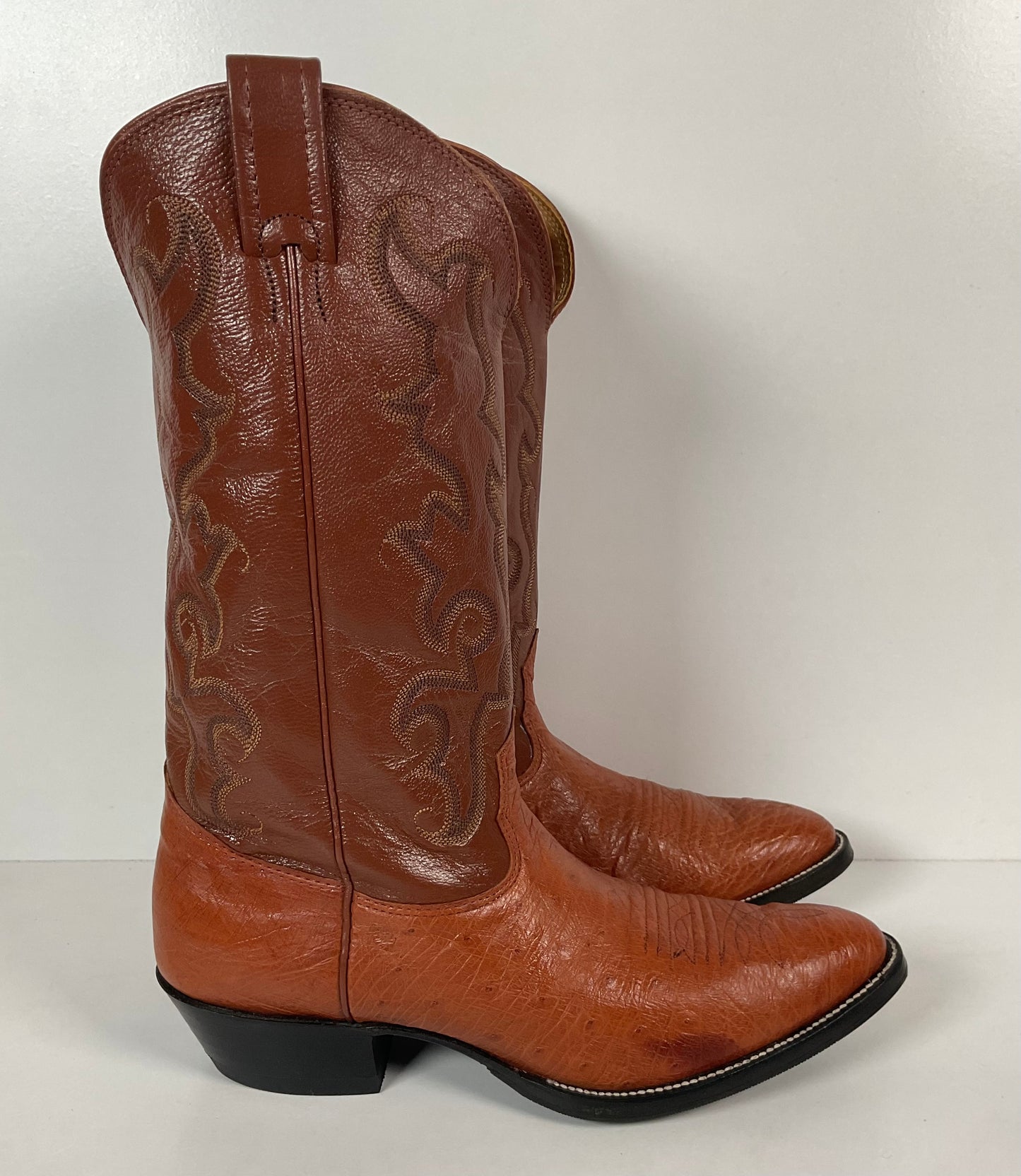 Vintage Nocona Exotic Smooth Ostrich Cowboy Boots Men’s 10.5 C Peanut Brittle