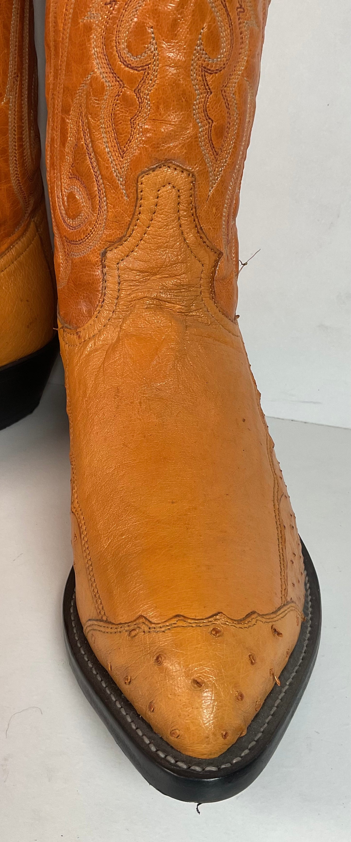 Tony Lama Butterscotch Ostrich Cowboy Boots 8 EE Exotic USA Made
