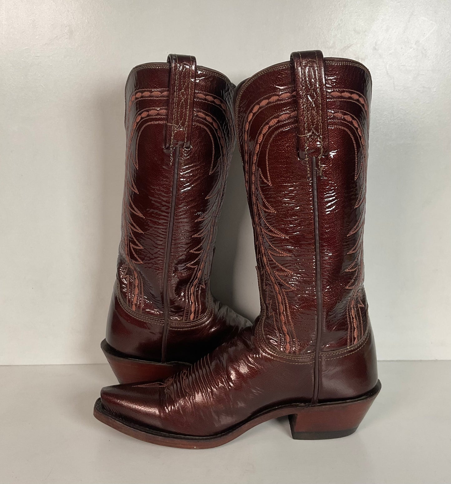 Lucchese 1883 Glossy Patent Leather Cowgirl Boots 6 B USA Madw
