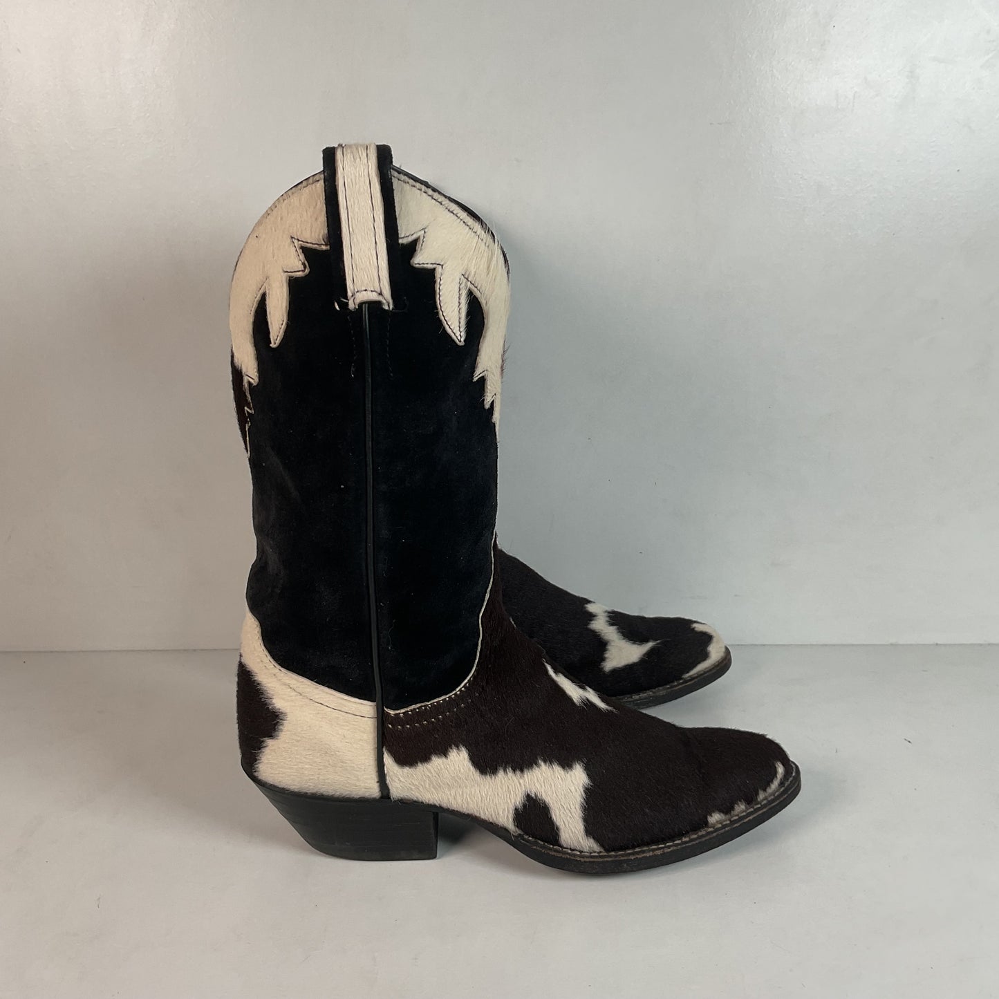 Vintage Larry Mahan Cow Hair Cowgirl Pony Boots 8 B