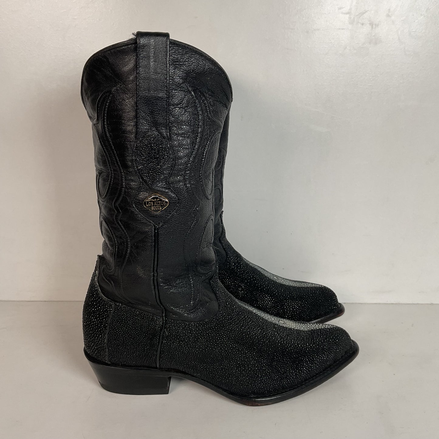 Los Altos Exotic Sea Stingray Cowgirl Boots 8 M Classic Black