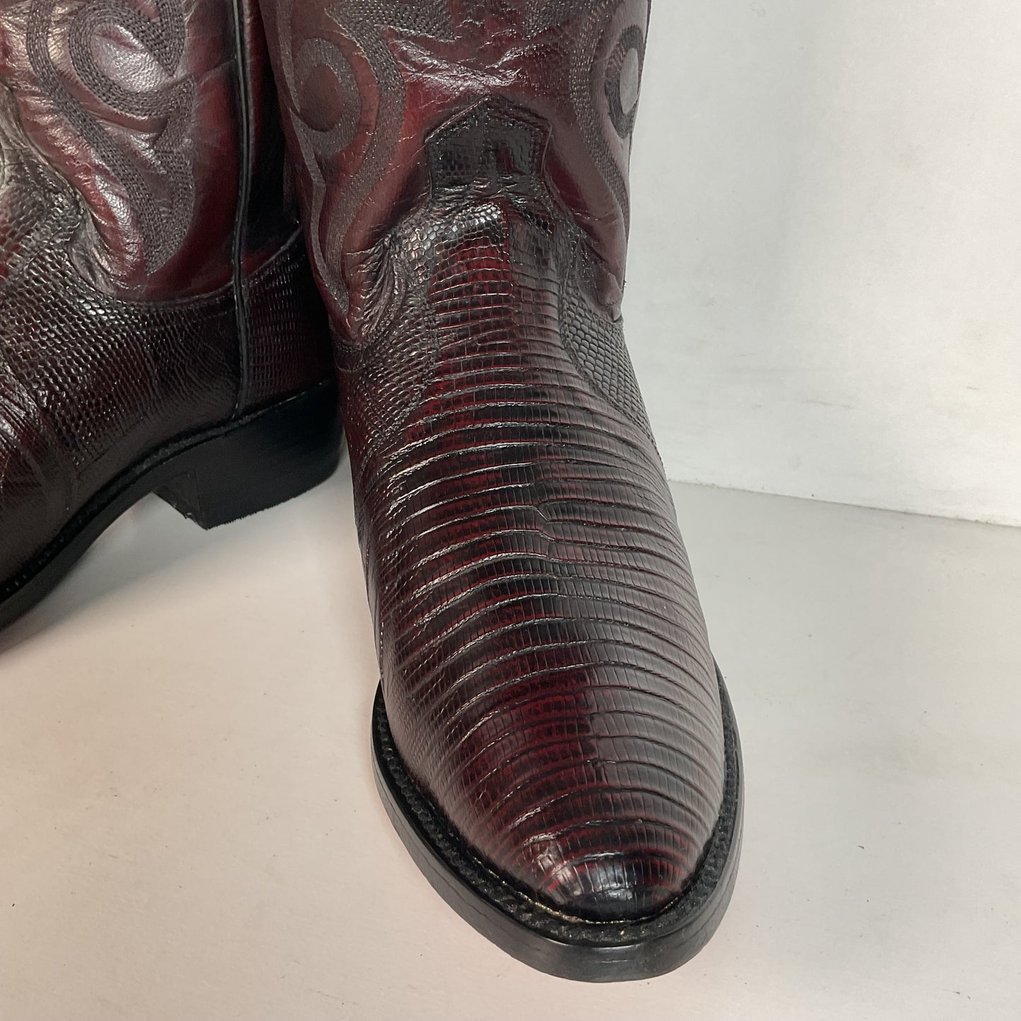 Dan Post Black Cherry Teju Lizard Cowboy Boots 8 D