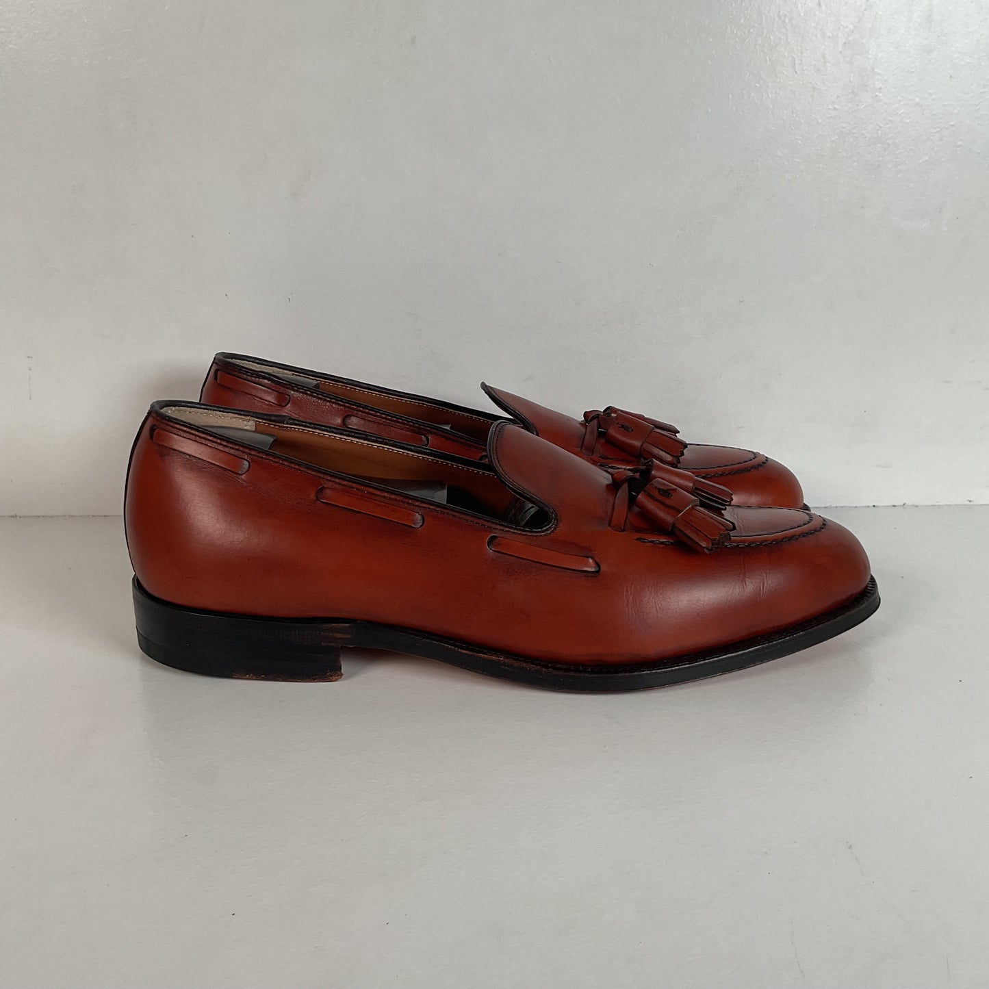 Vintage Alden Tan Calf Tassel Loafer 9 D Moc Toe Style 662 Old Logo