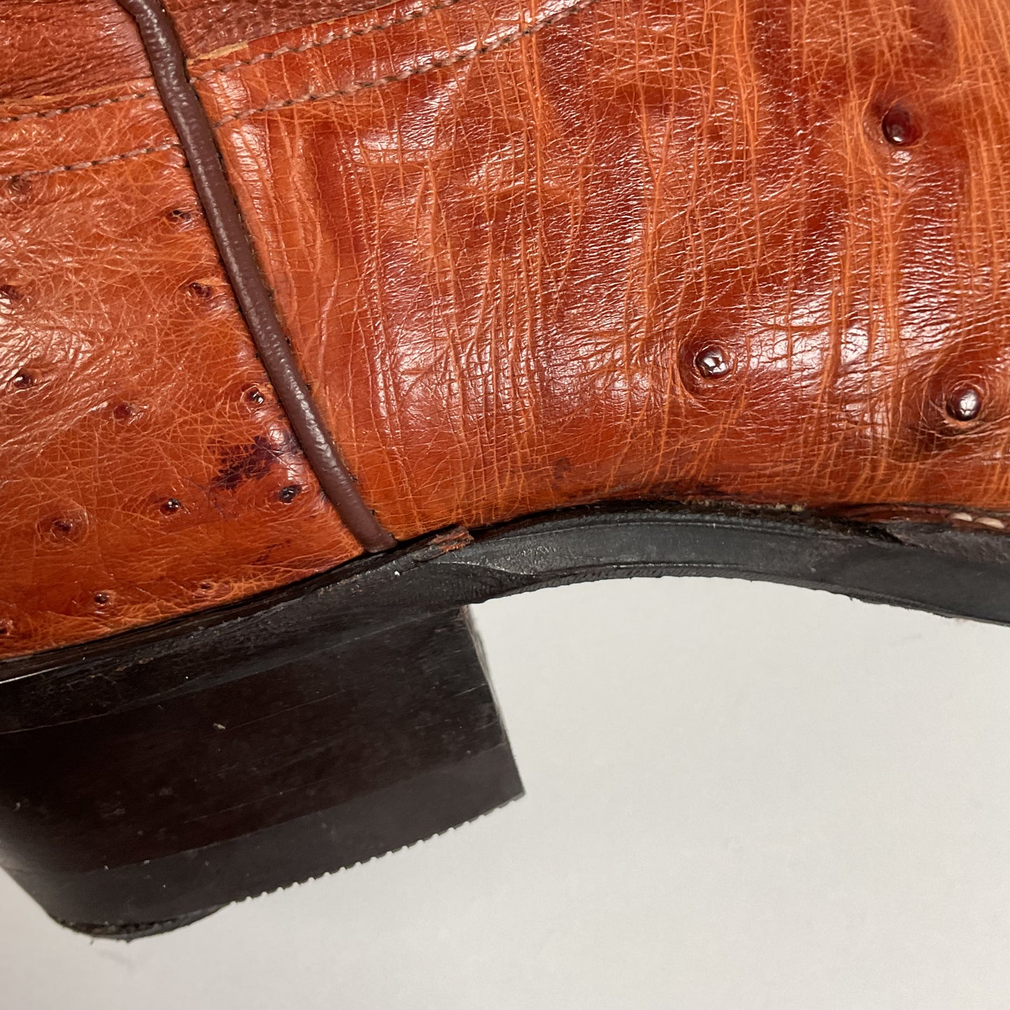 Tony Lama Exotic Full Quill Ostrich Cowboy Boots 8 EE Vibram Work Sole White Label