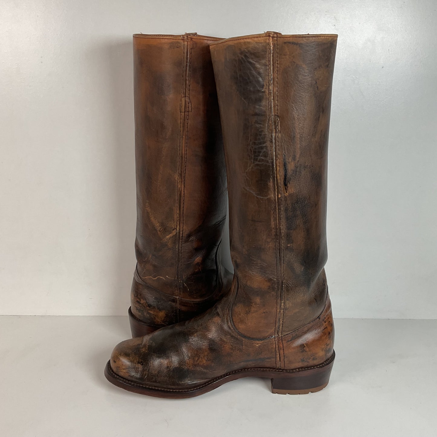 Vintage Frye Men’s 17” Campus Boots 9.5 EE Black Label Distressed Recrafted