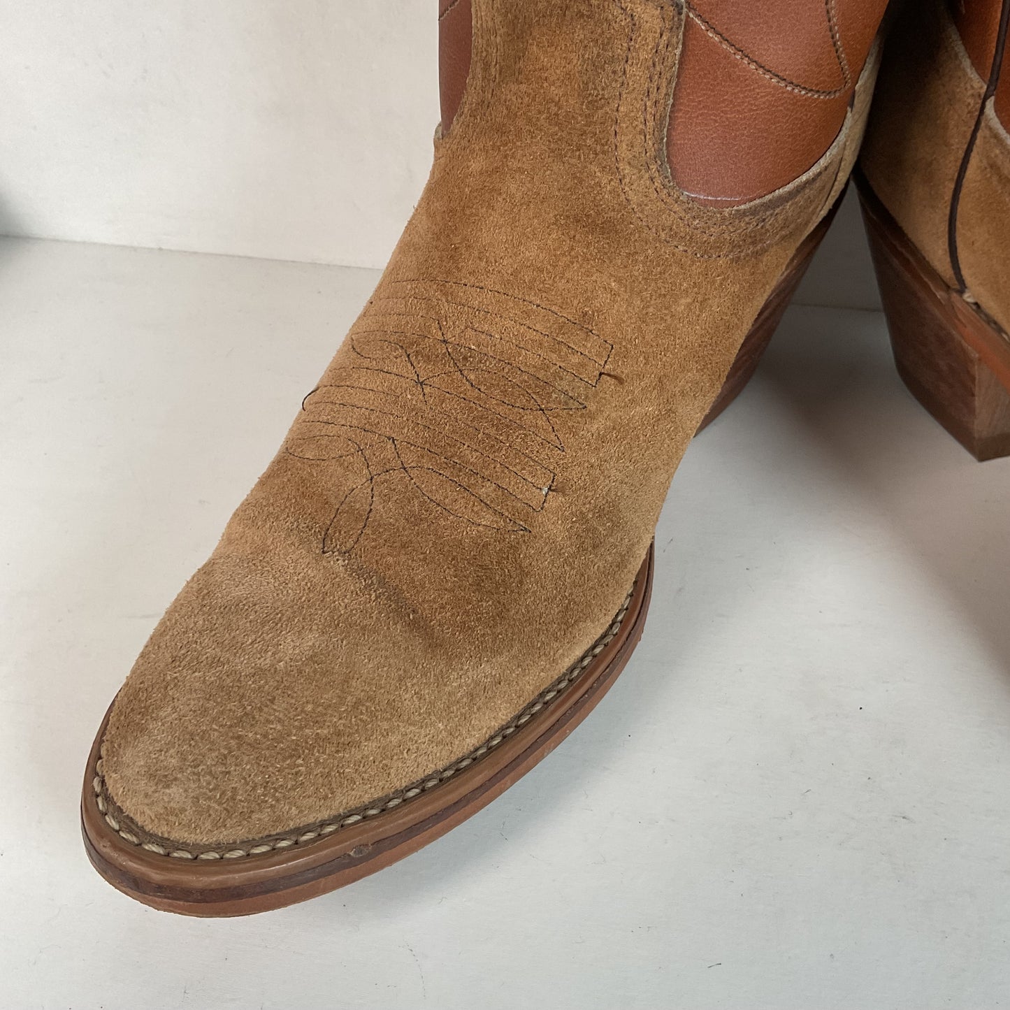 Vintage Dingo Acme Men’s Suede Rough Out Buckaroo Cowboy Boots 8 B USA Made