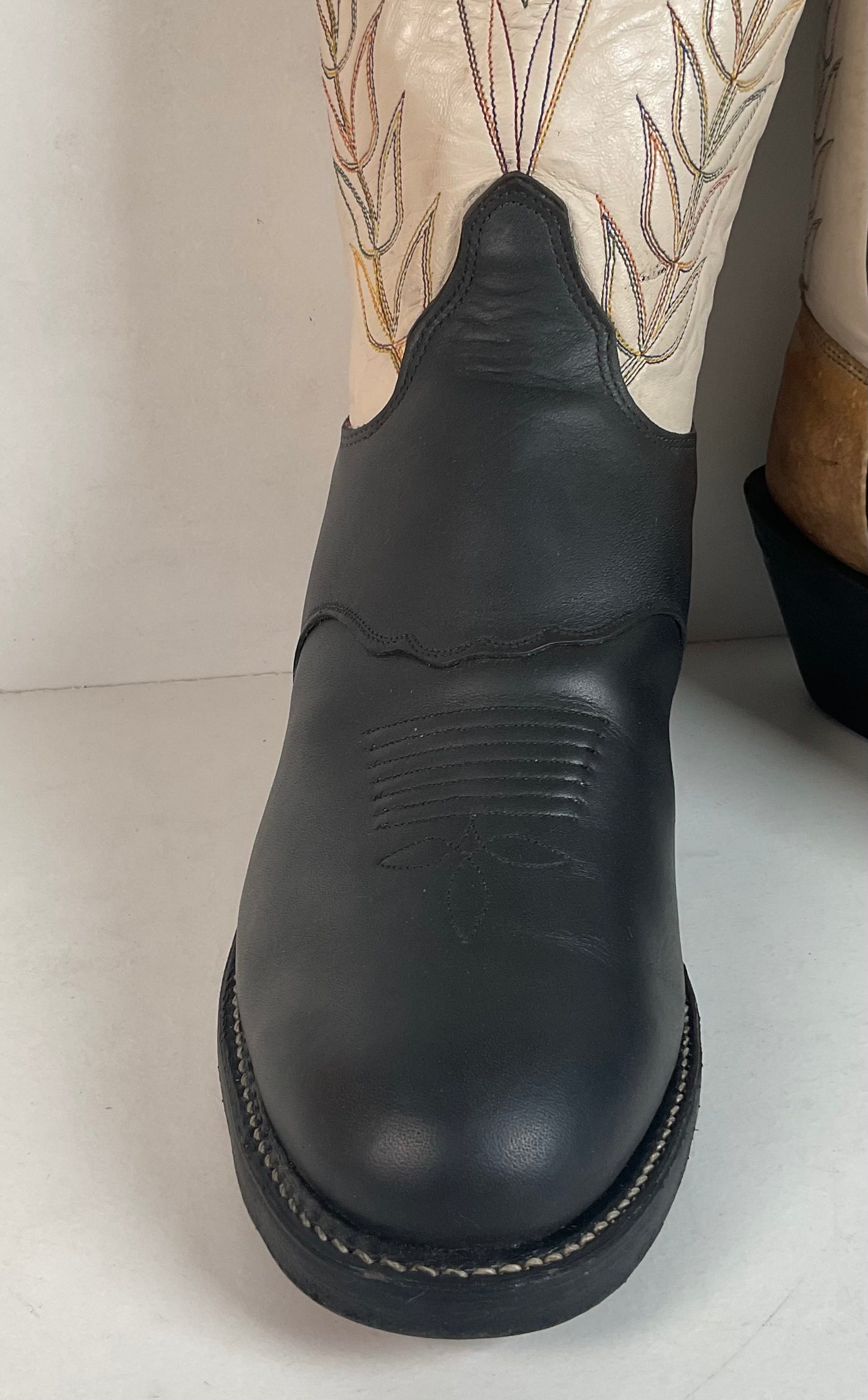 Olathe Rough Stock Cowboy Boots 10 D Black Mule Skin USA Made