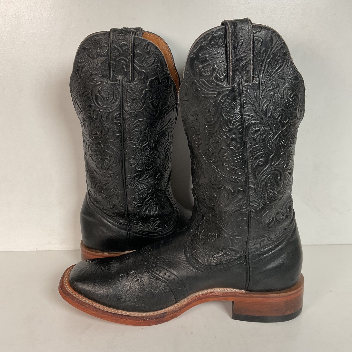 Boulet Tooled Cowgirl Boots 8.5 C Slip Resistant Sole