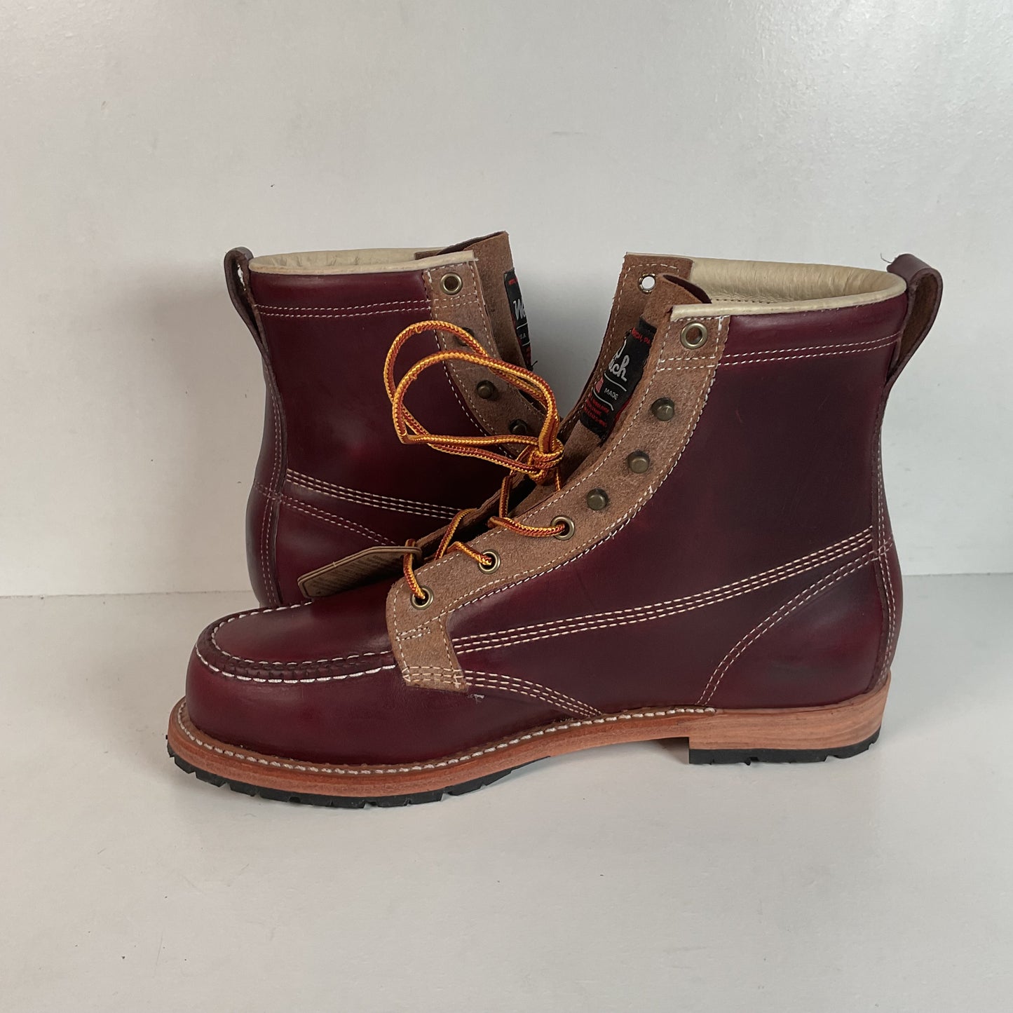 Woolrich Woodsman Moc Toe Boots 10 D USA Made Tobacco