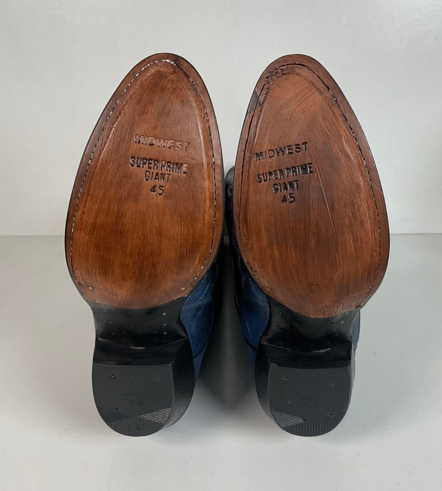 Vintage Justin Tall Blue Lizard Cowgirl Boots 6.5 B USA Made Recraft