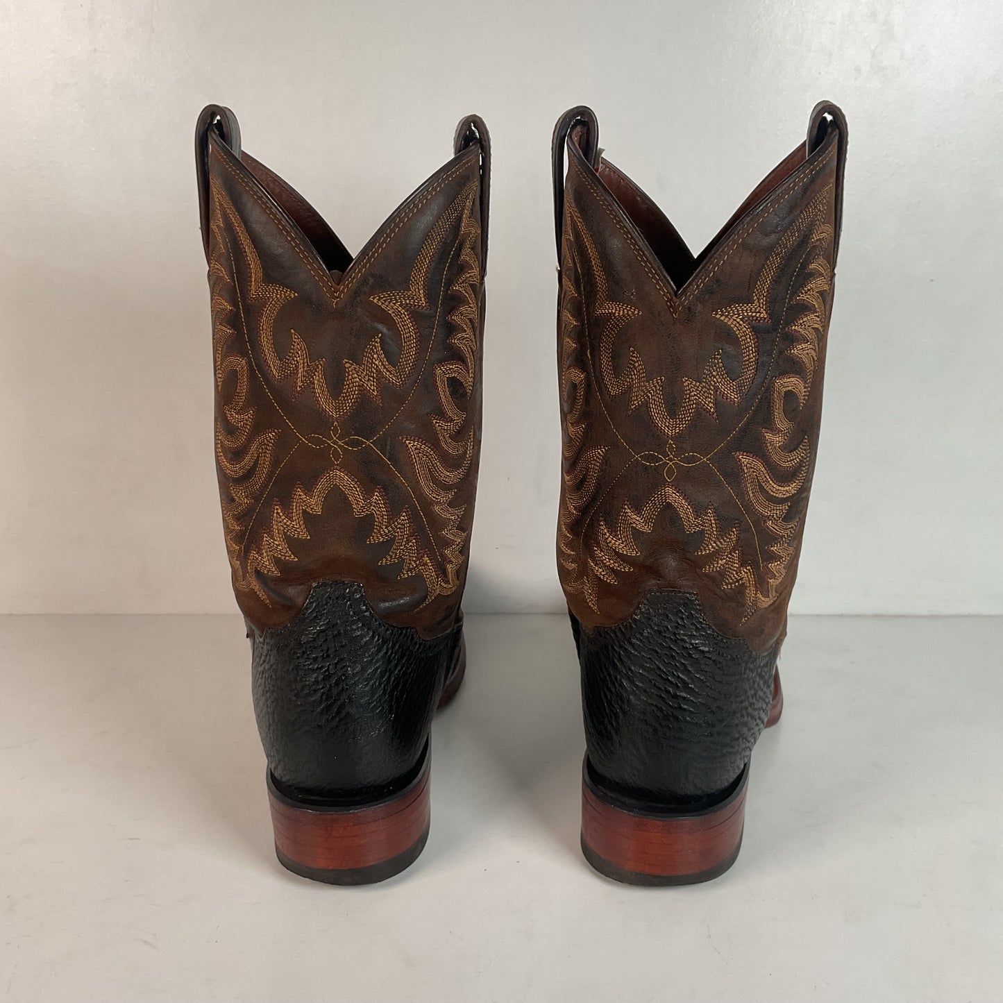 Vintage Tony Lama Exotic Ostrich, Shark Cowboy Boots 8 EE Square Toe Custom