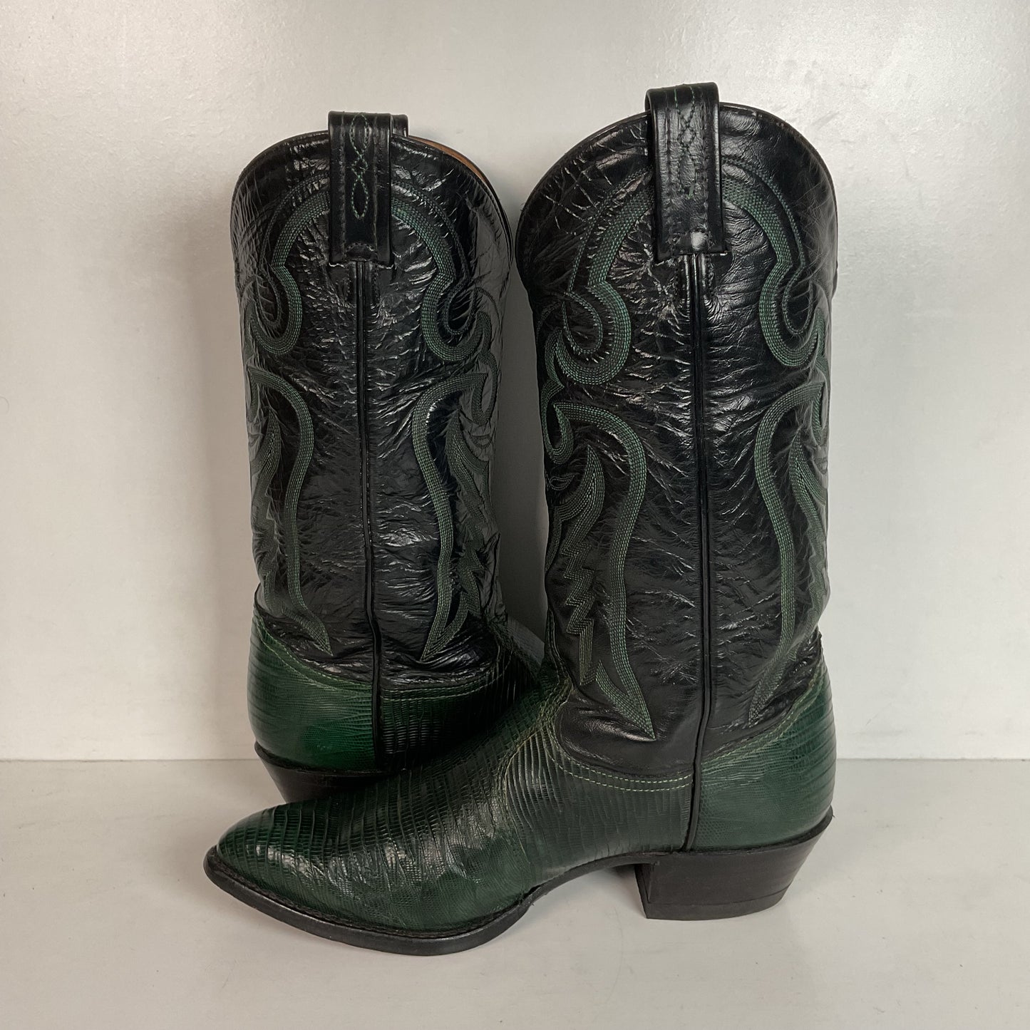Tony Lama Emerald Green Teju Lizard Cowboy Boots Men’s 8 EE | Women’s 9 USA Made