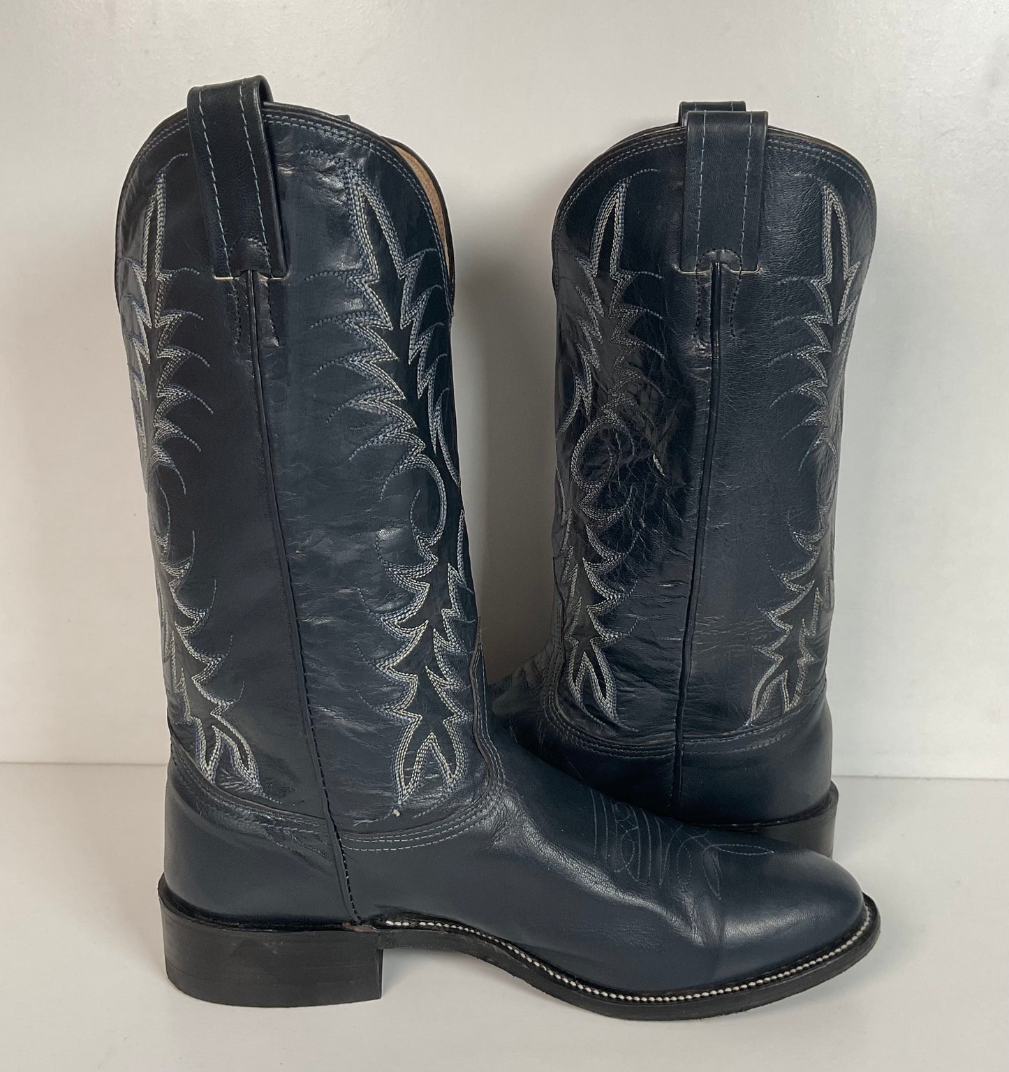 Vintage Nocona Navy Blue Cowgirl Boots Men’s 8 Wide | Women’s 9 USA Made