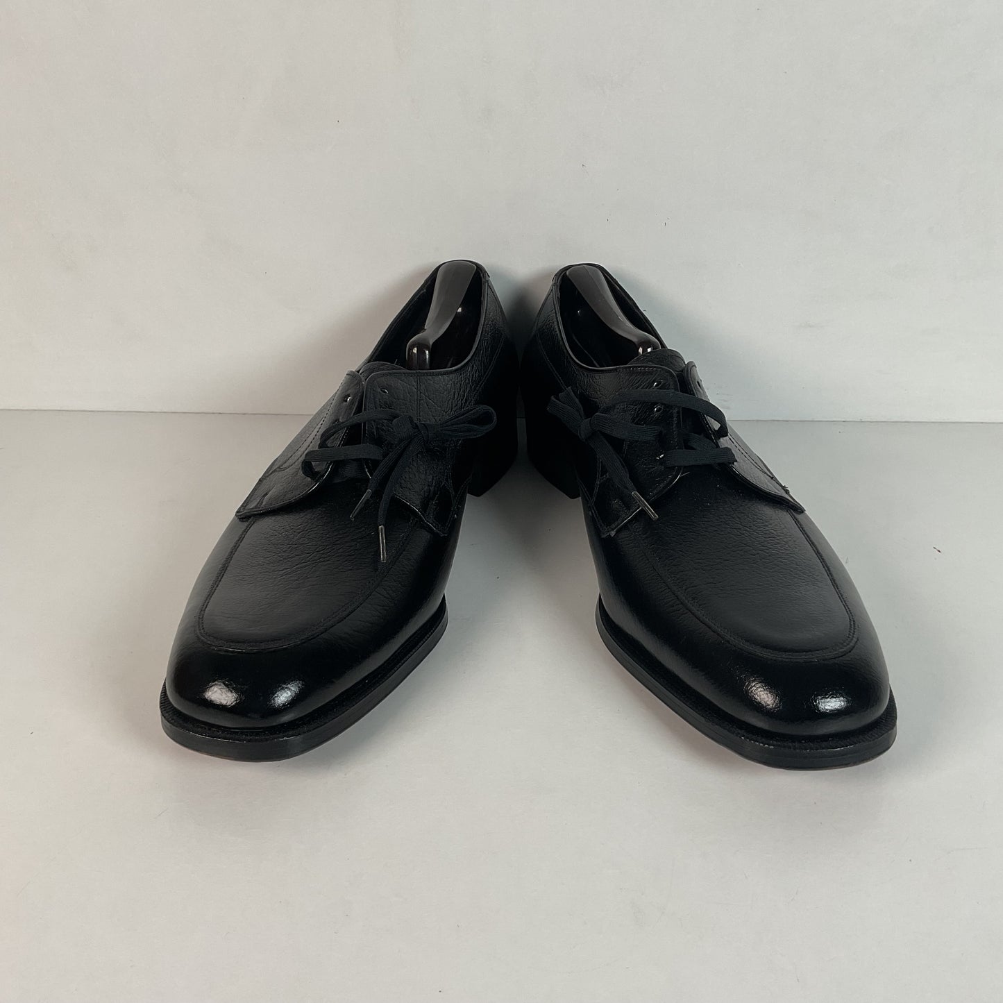 Vintage Florsheim Black Derby Loafers 12 B Apron Toe Blucher