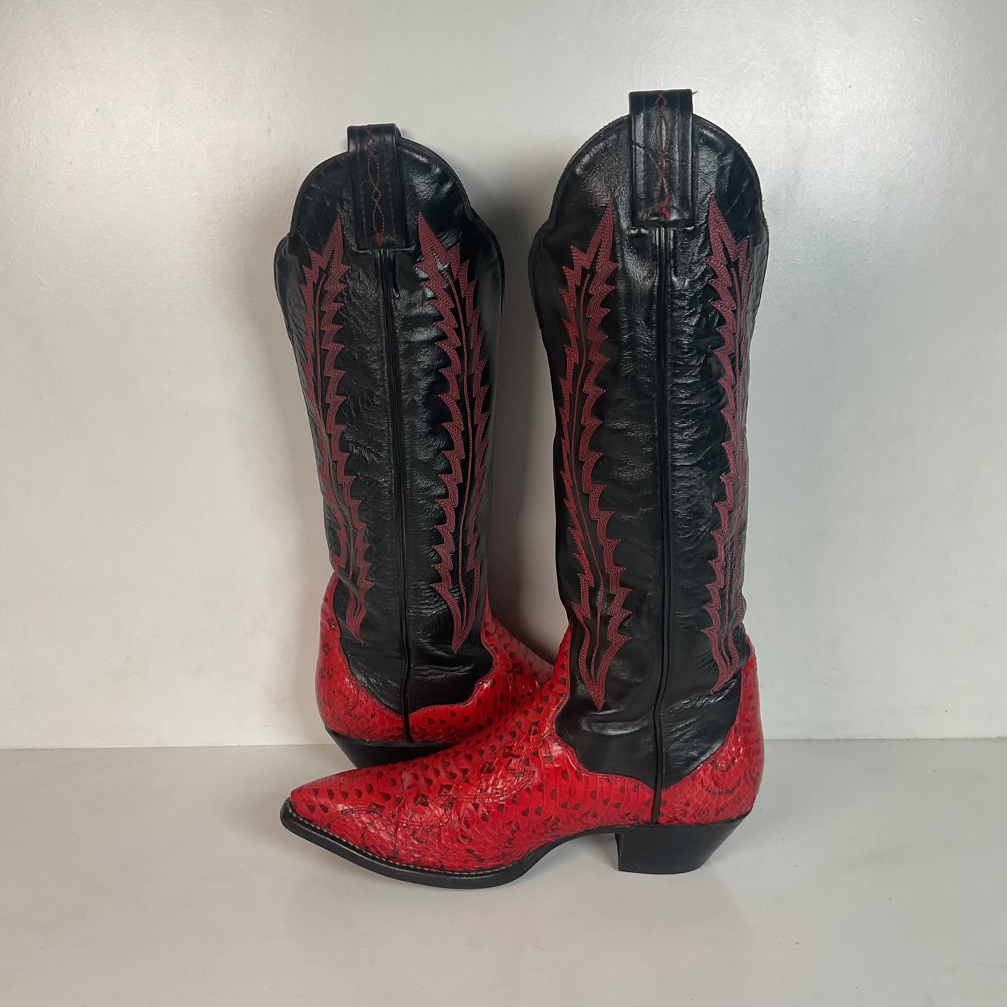 Tony Lama Tall Red Viper Snakeskin Cowgirl Boots 6 M Thieves Market