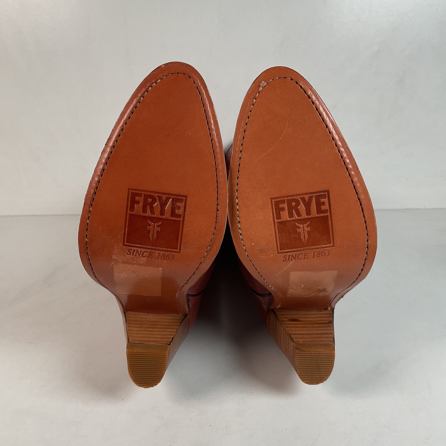 Vintage Frye Dusty Pink Western Boots 6 M Stacked Heel Goodyear Welt Spain